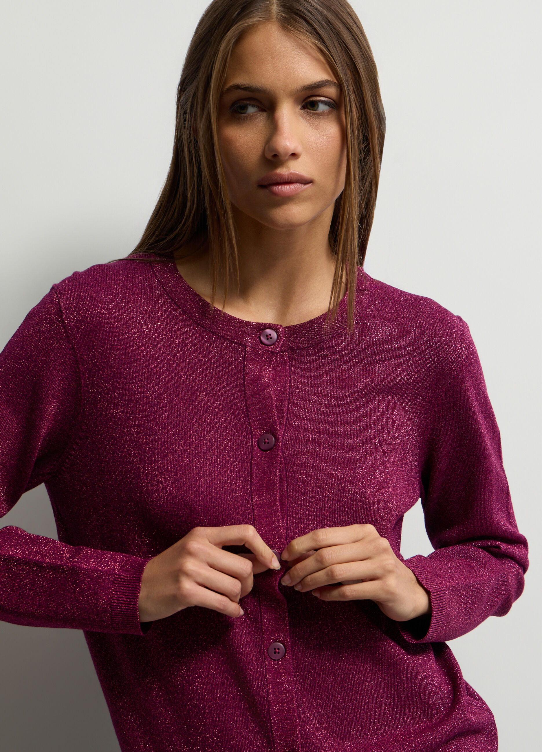 Cardigan girocollo operato donna_2