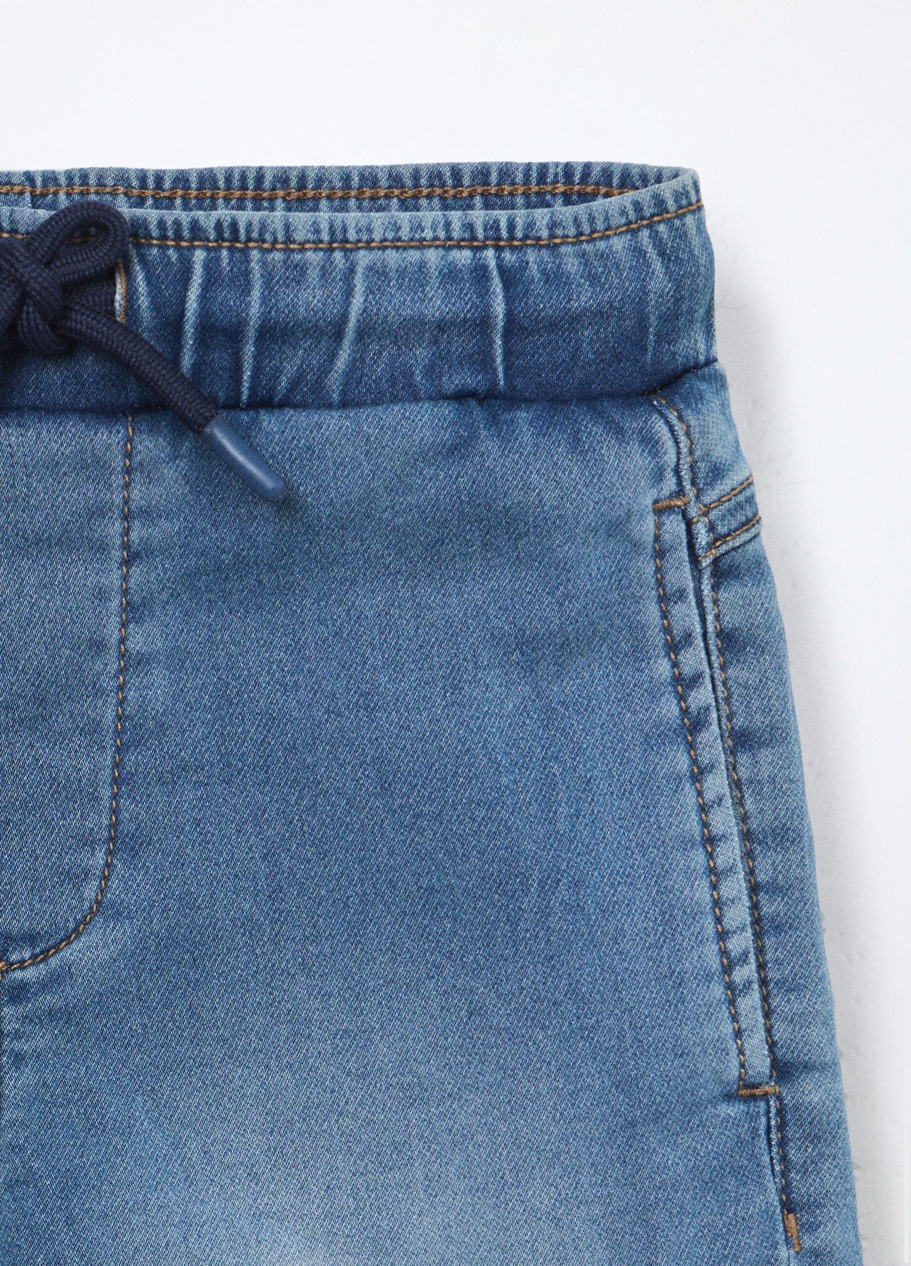 Jeans cargo pullo on in denim mercerizzato bambino_2