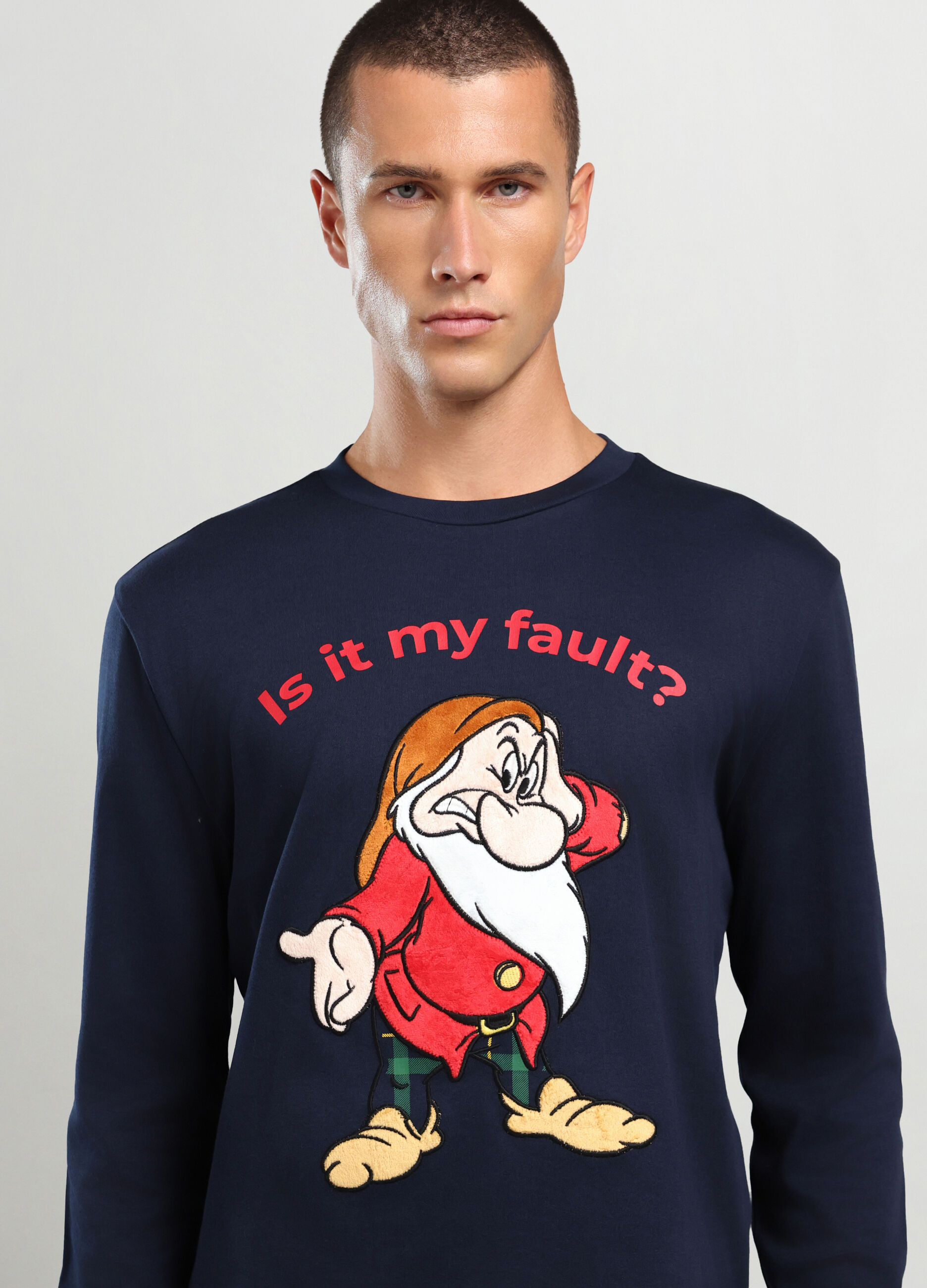 Pigiama lungo con stampa in puro cotone uomo_2