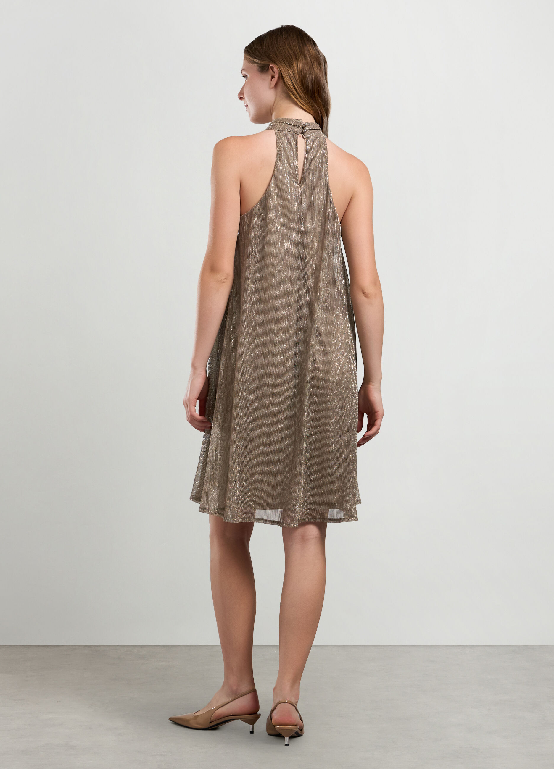 Vestito corto plissettato donna_1