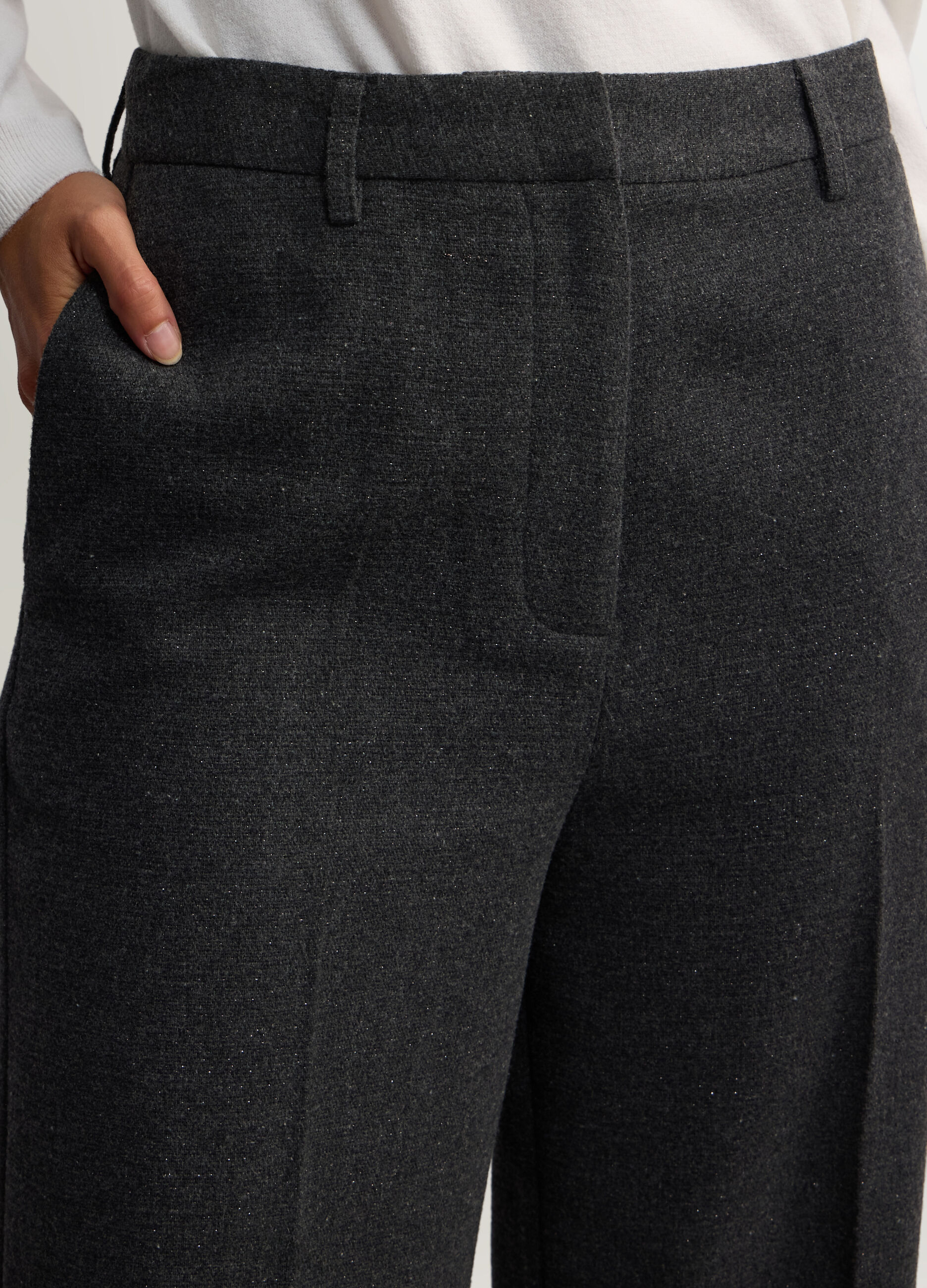 Pantaloni Fit Regular jaquard misto lana donna_3