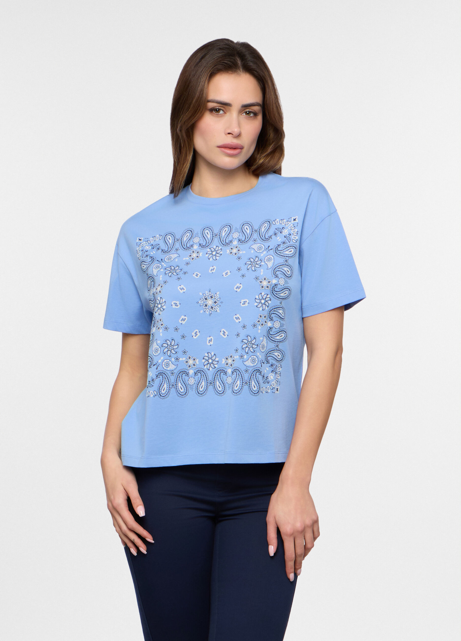 T-shirt in jersey di puro cotone donna_0