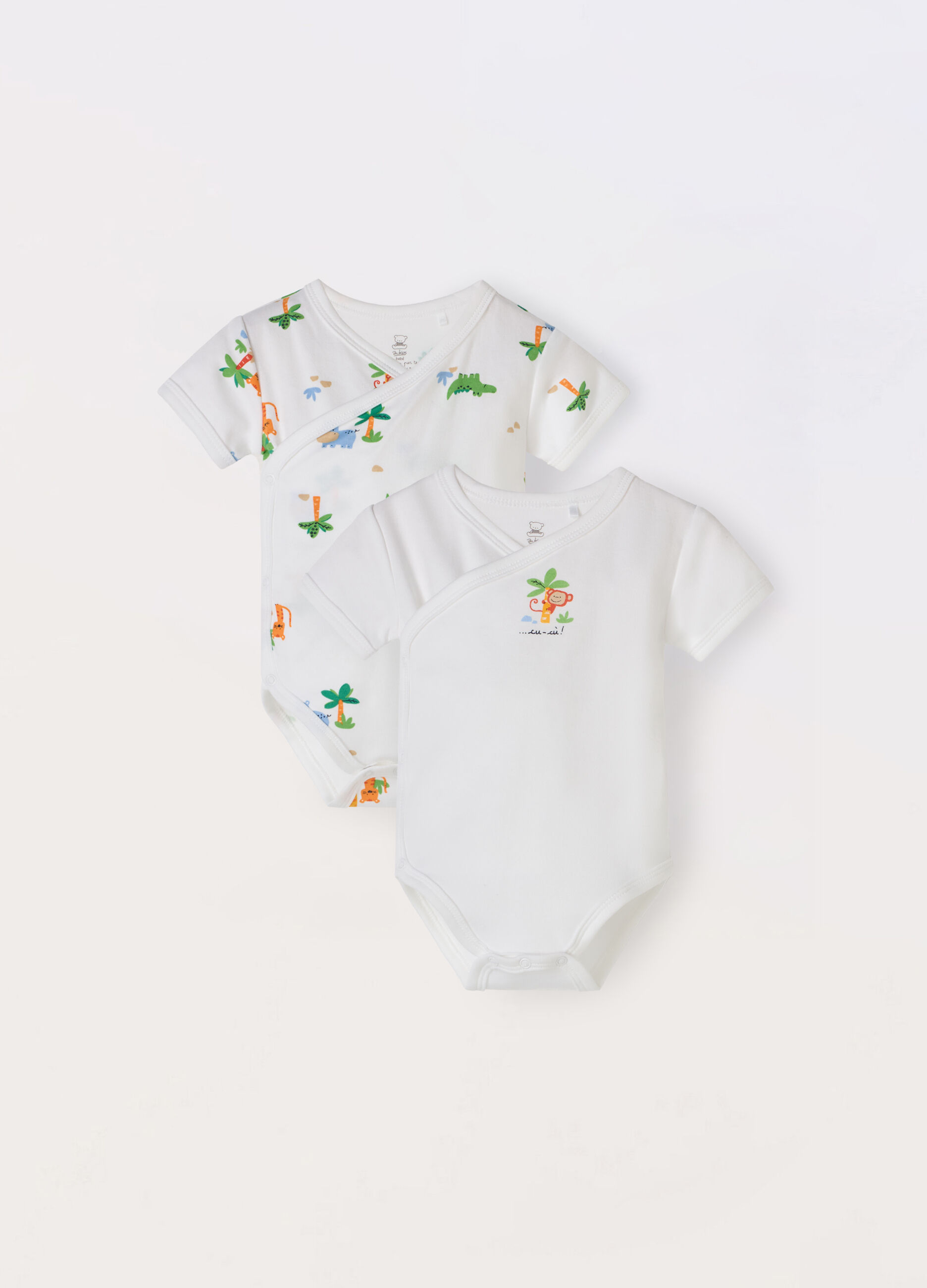 Pack 2 body incrociati in interlock di puro cotone neonato _0