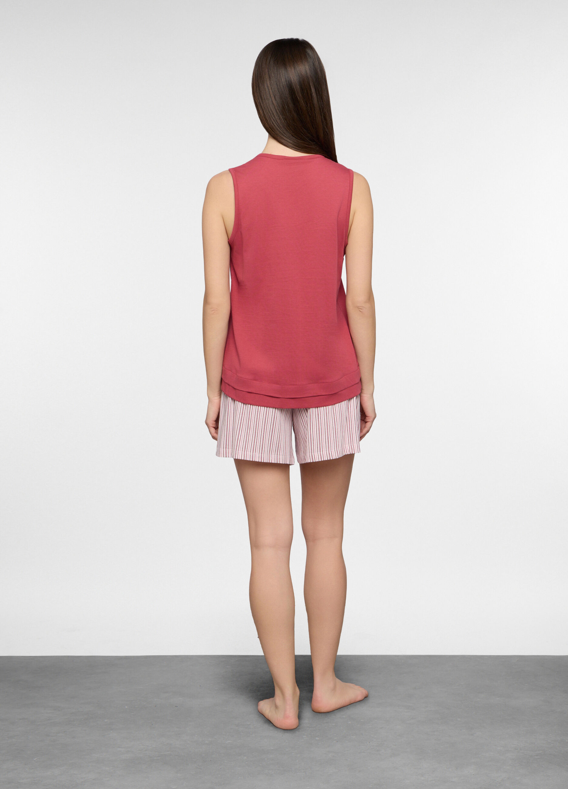 Set pigiama corto in jersey di puro cotone donna_1