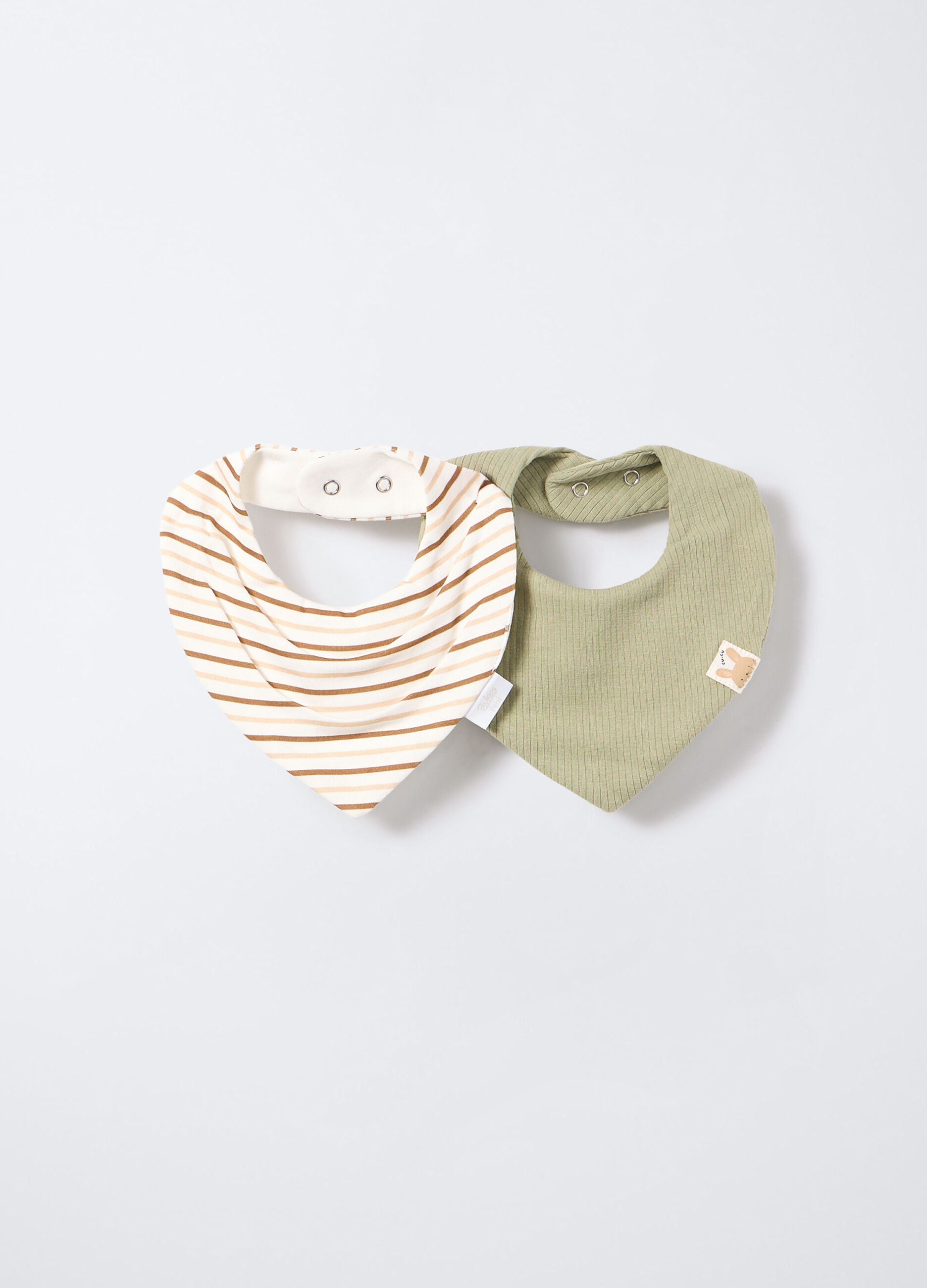 Pack 2 bavaglini in costina di cotone stretch neonato