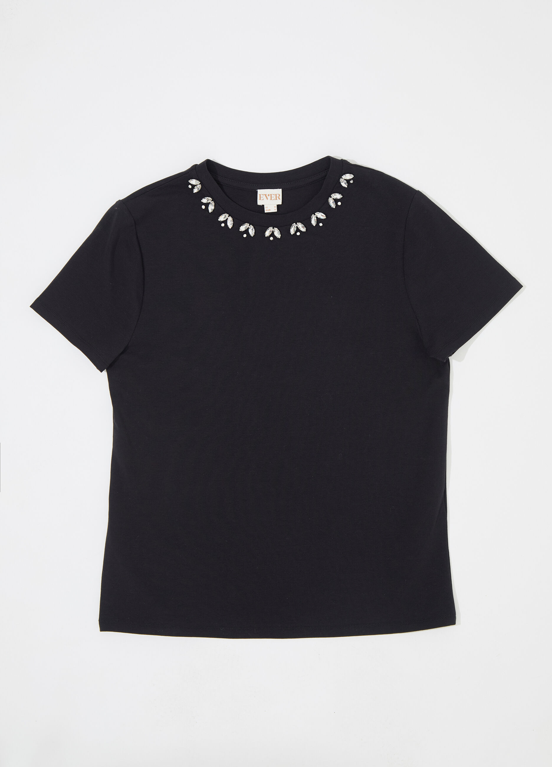 T-shirt gioiello in cotone stretch donna_4