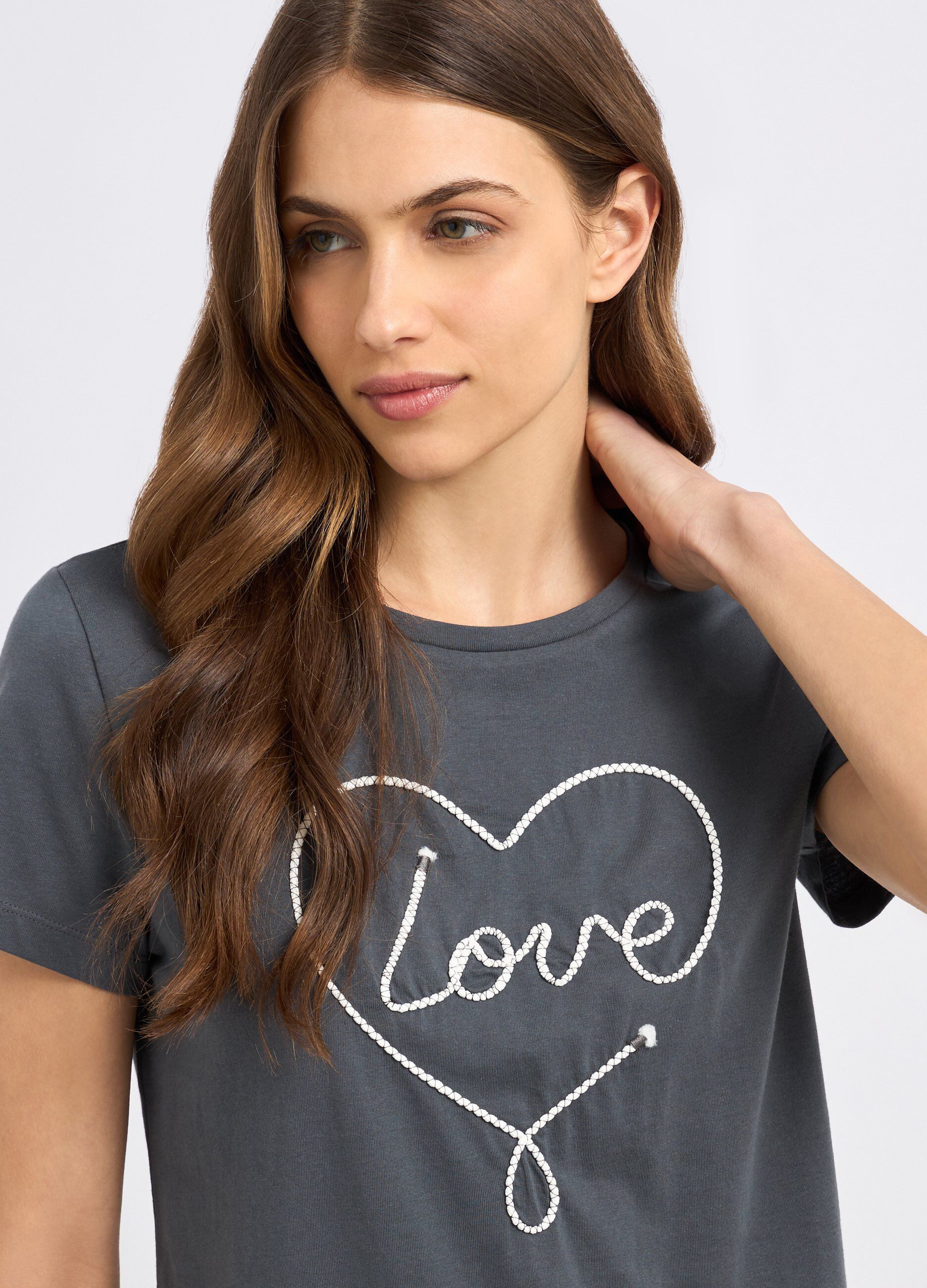 T-shirt in puro cotone con ricamo donna_2