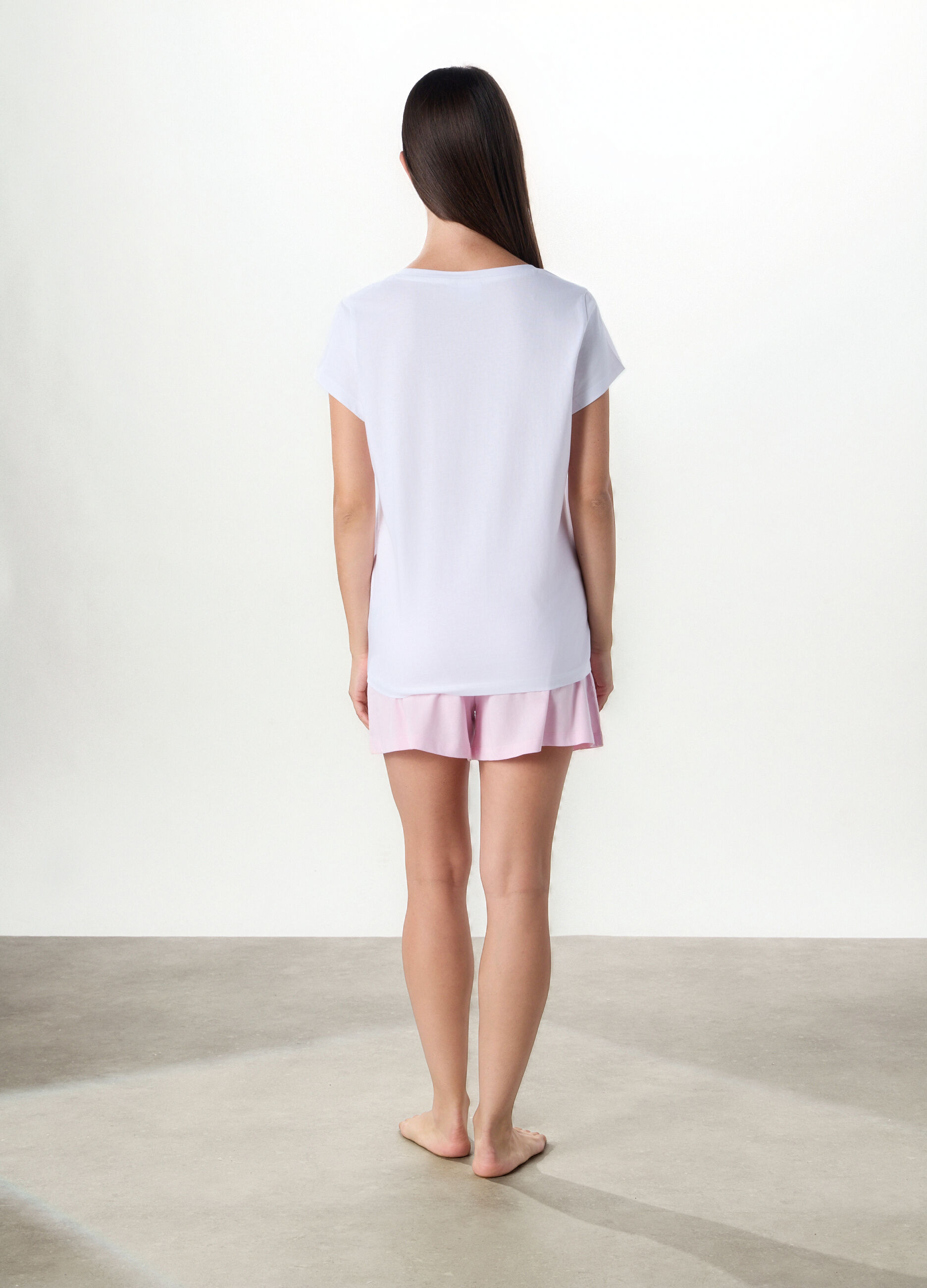 Pigiama corto in jersey di puro cotone donna_1