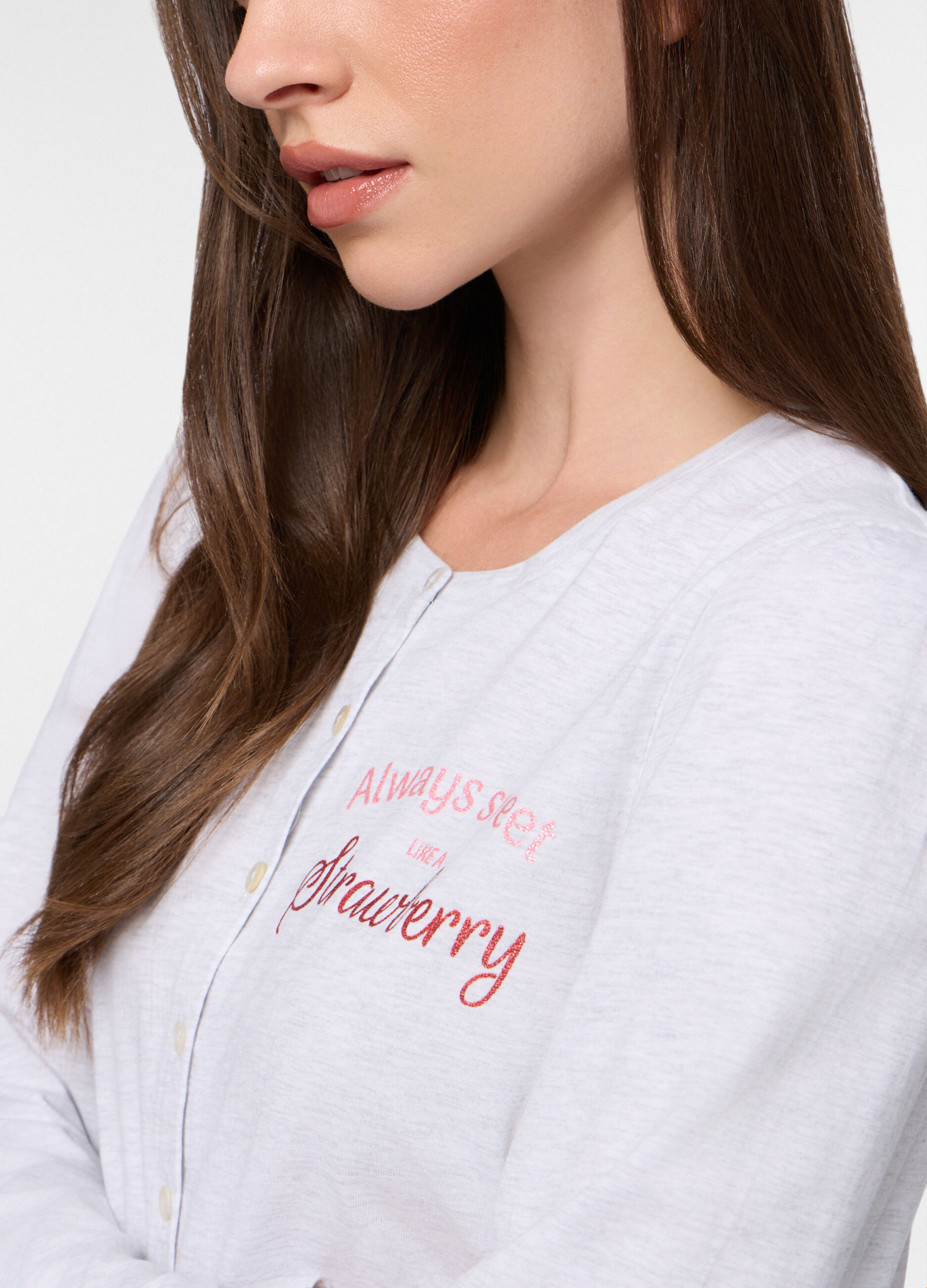 Set pigiama lungo in jersey di puro cotone donna_2