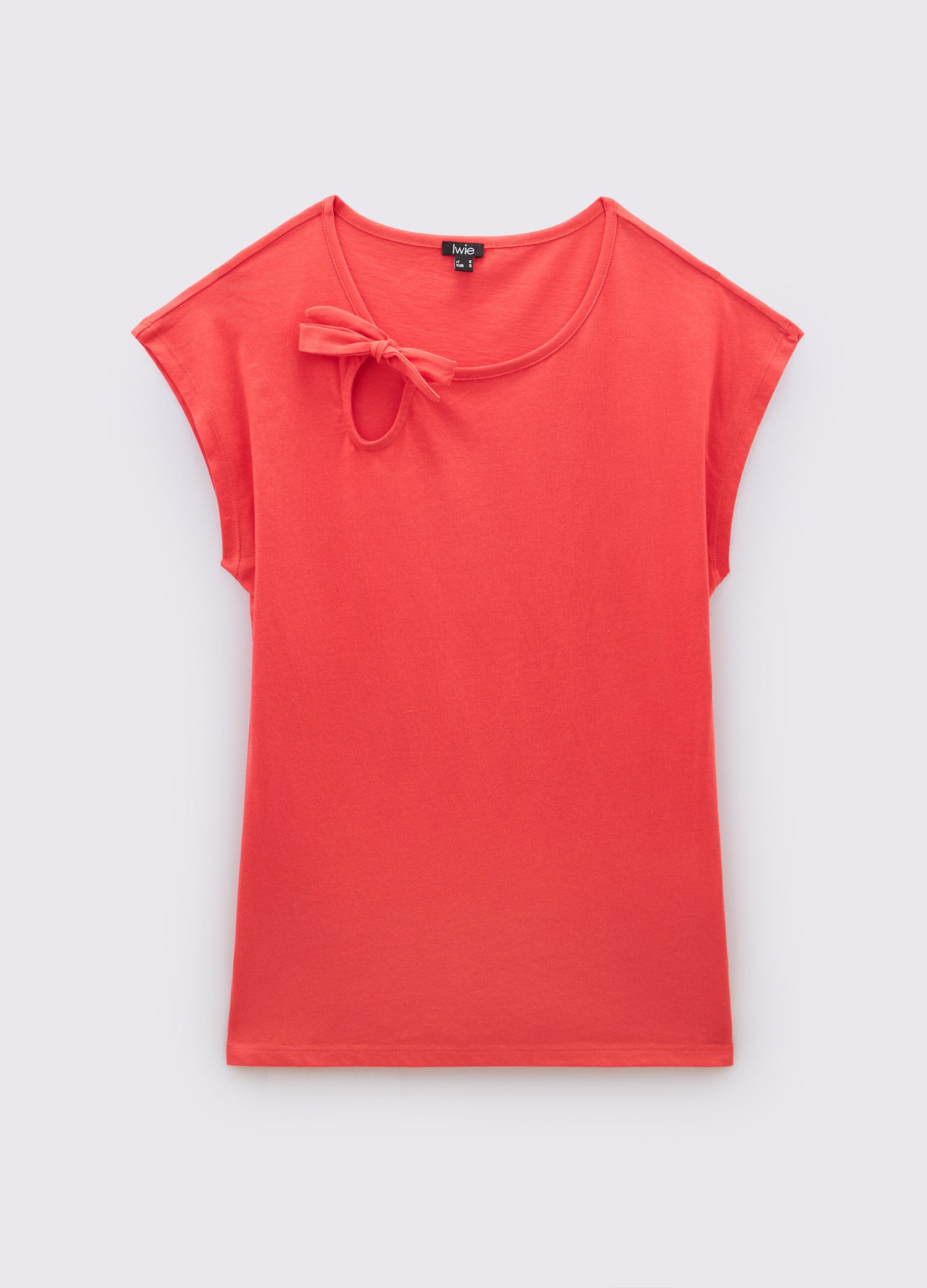 T-shirt in puro cotone con cut out donna_0