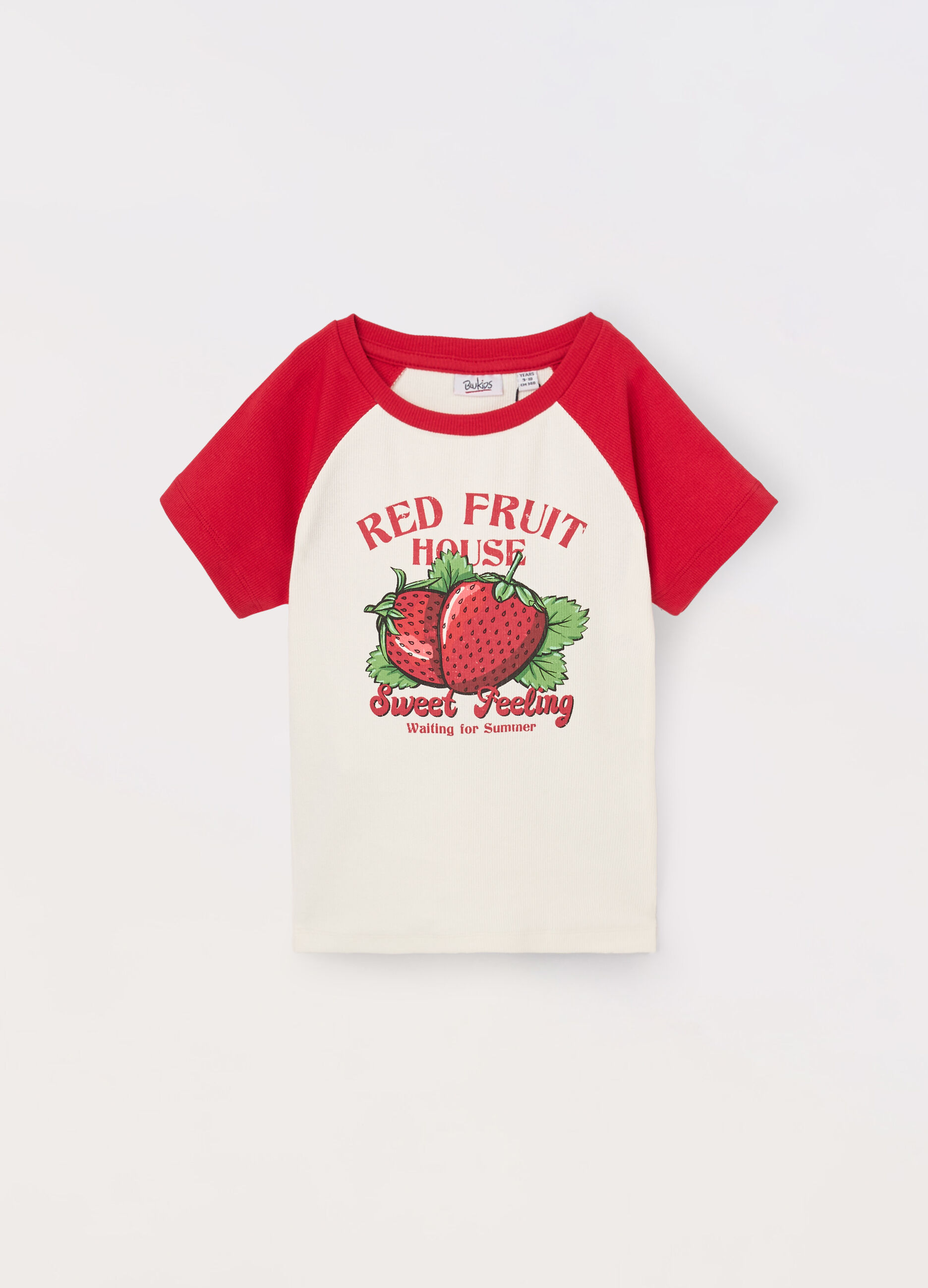 T-shirt in costina di cotone stretch ragazza_0