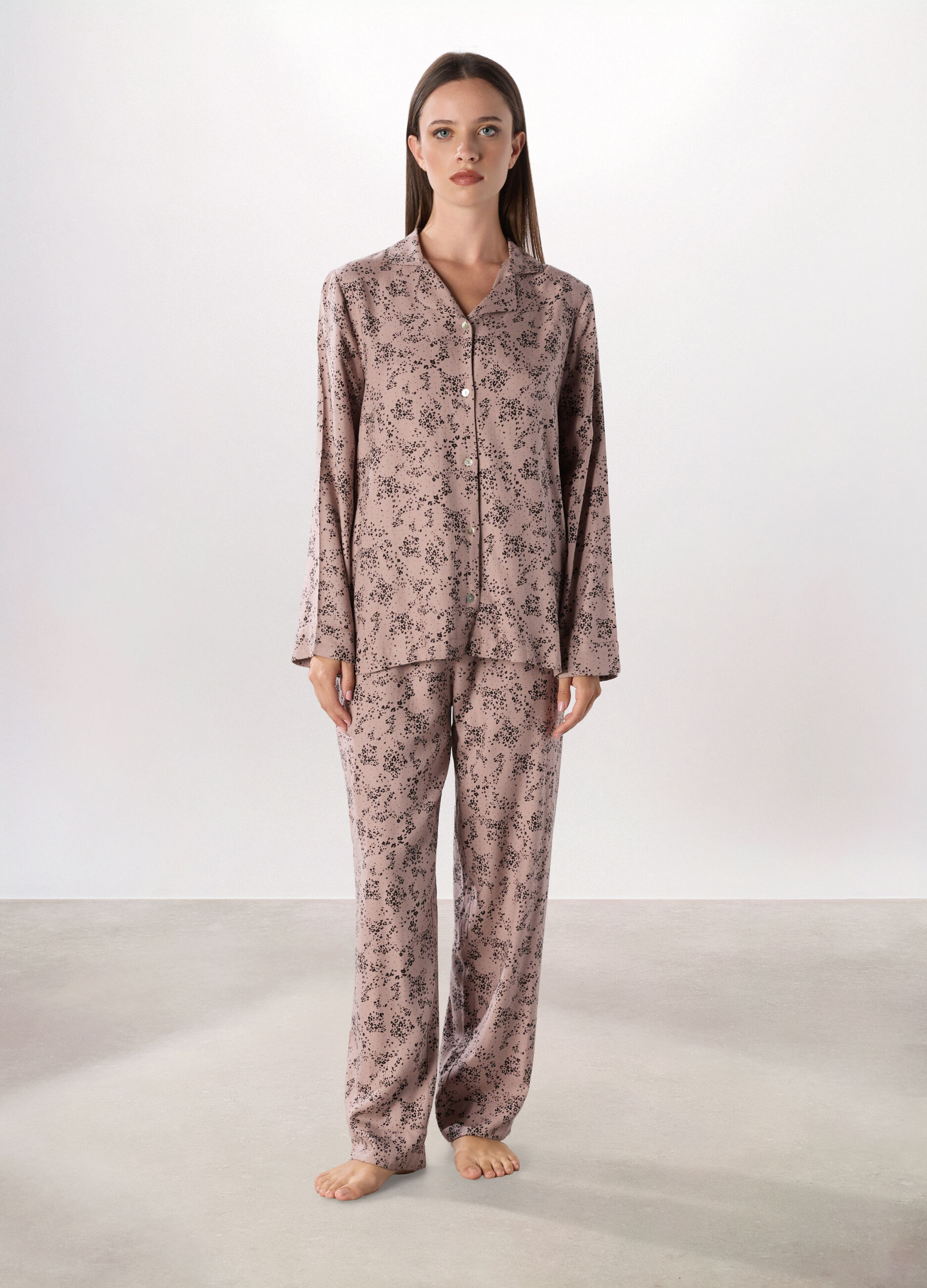 Set pigiama lungo in twill di viscosa donna_0