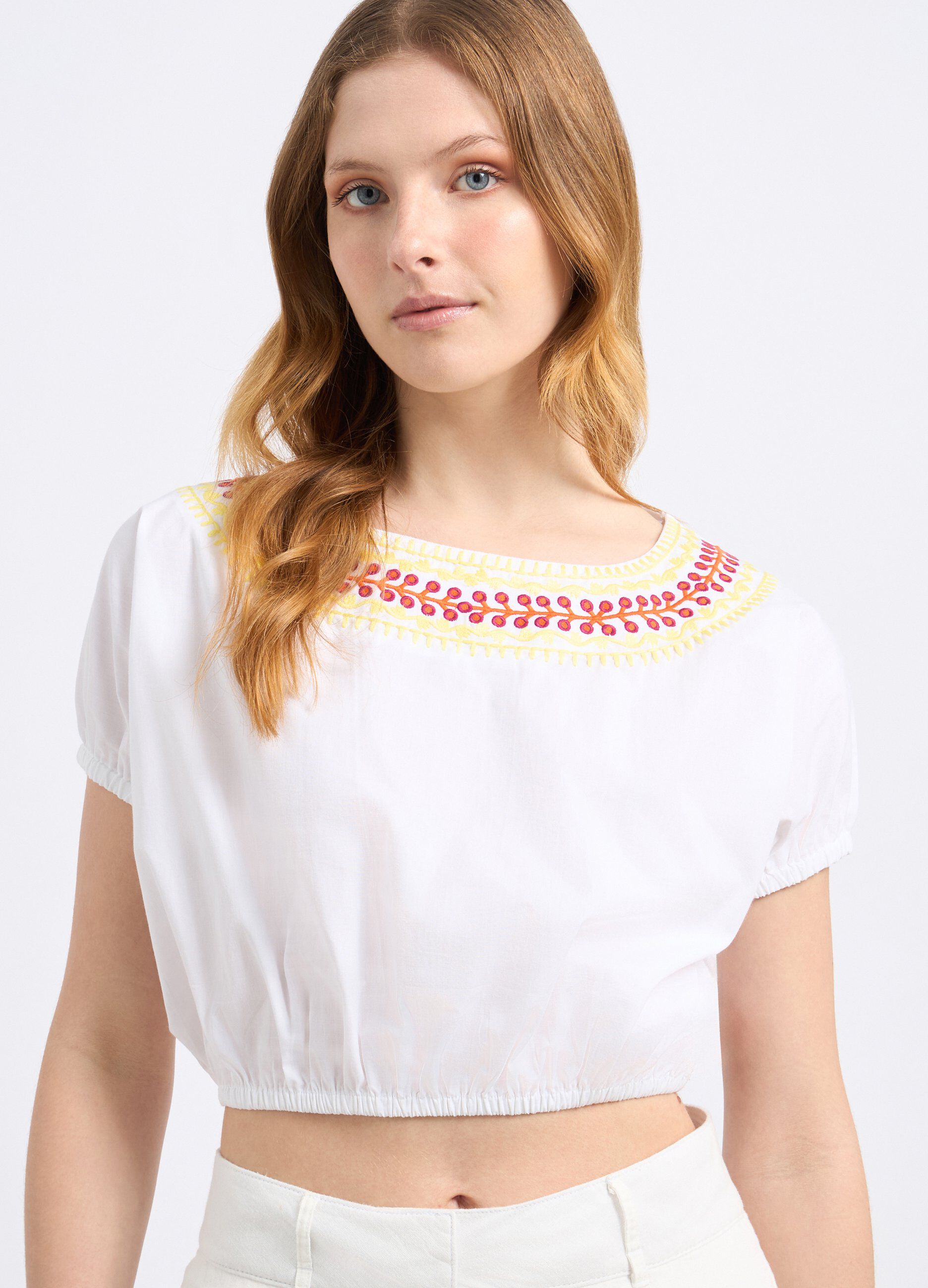 Blusa cropped in puro cotone donna_2