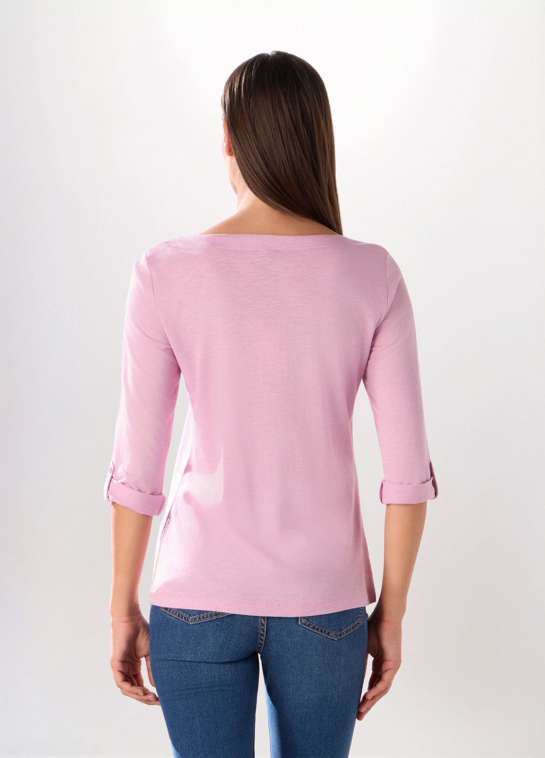 T-shirt in jersey slub di misto cotone donna_1