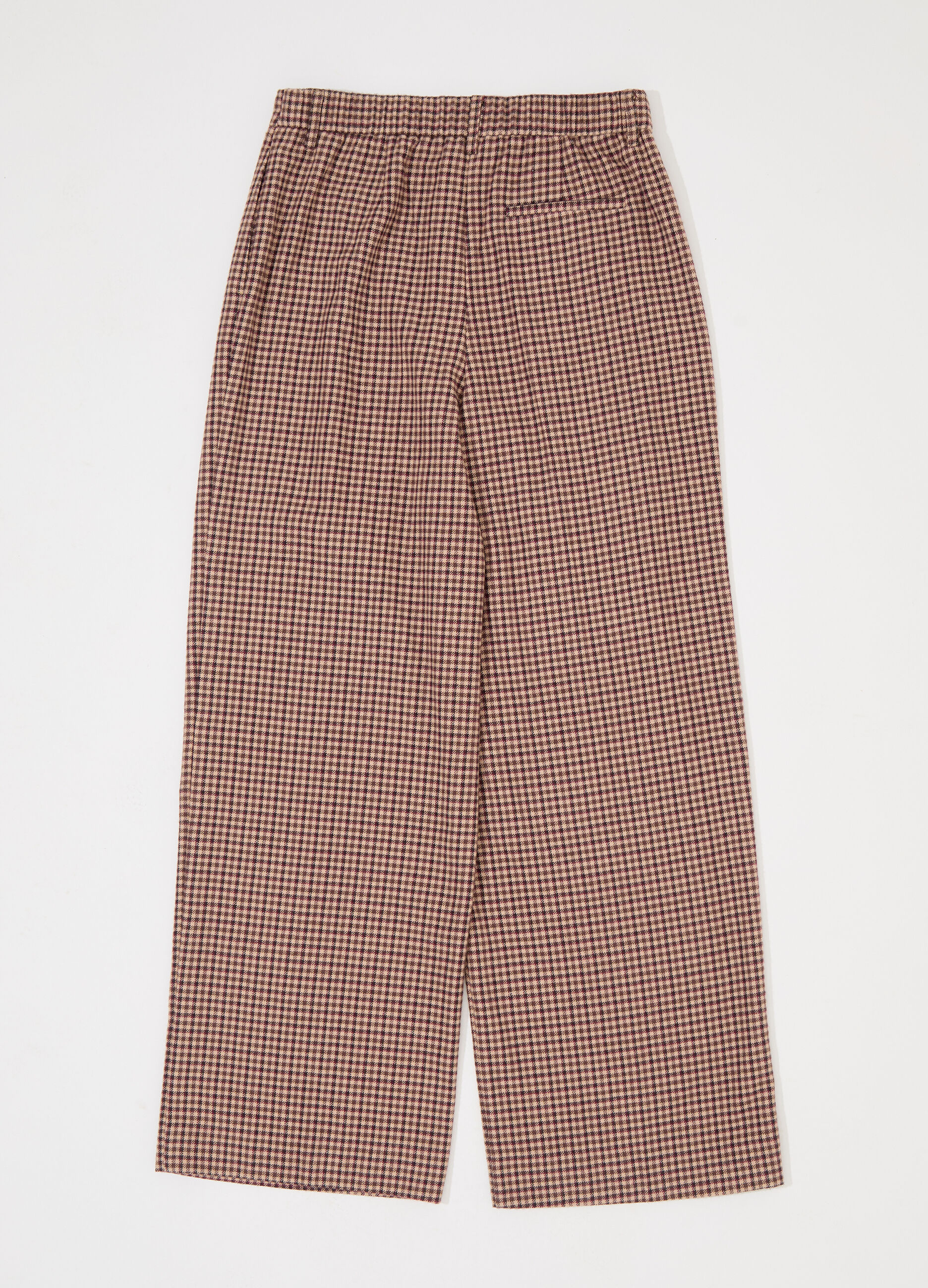 Pantalone palazzo a quadri in misto lana donna_5