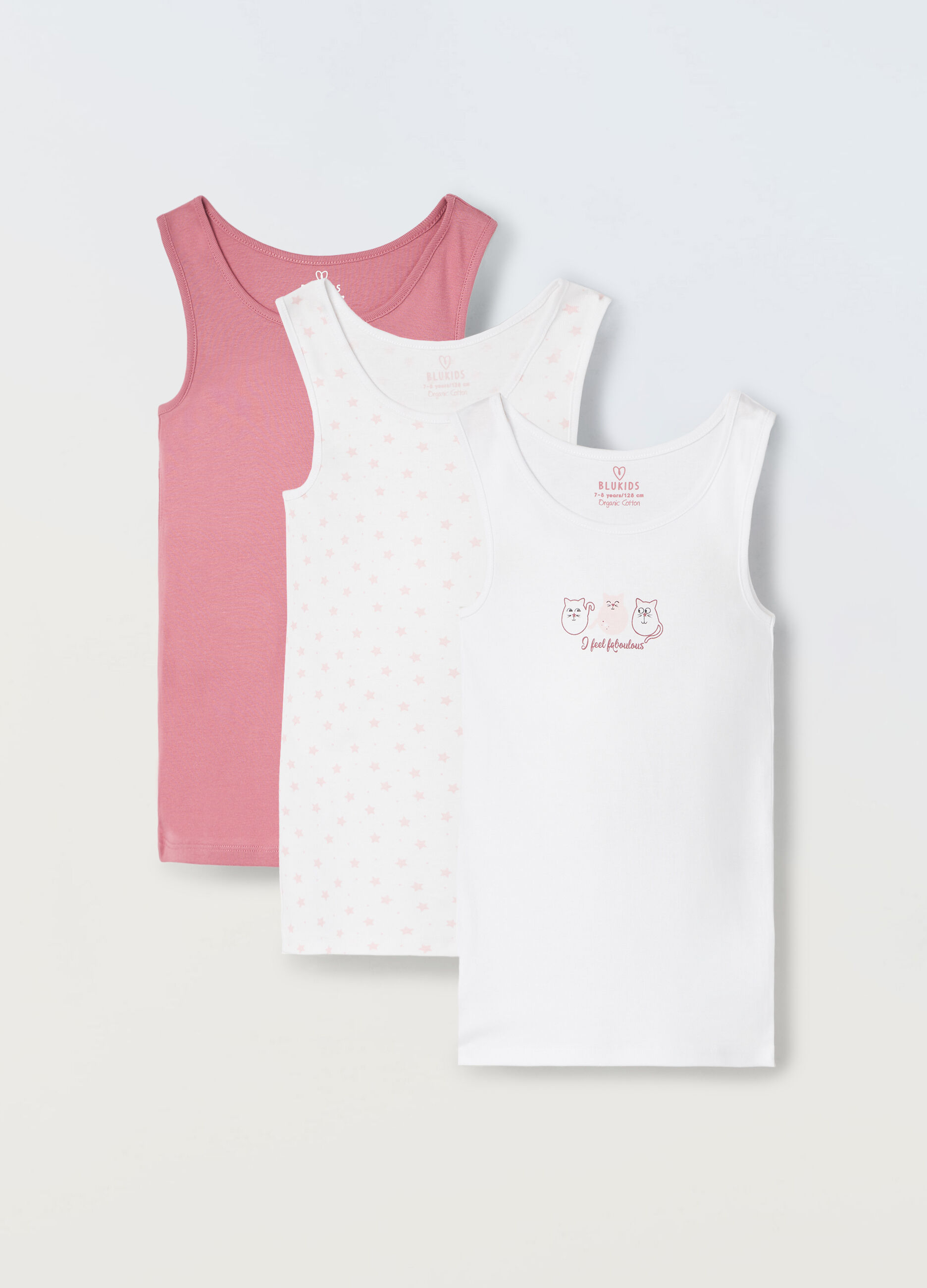 Pack 3 canotte intime in puro cotone bambina