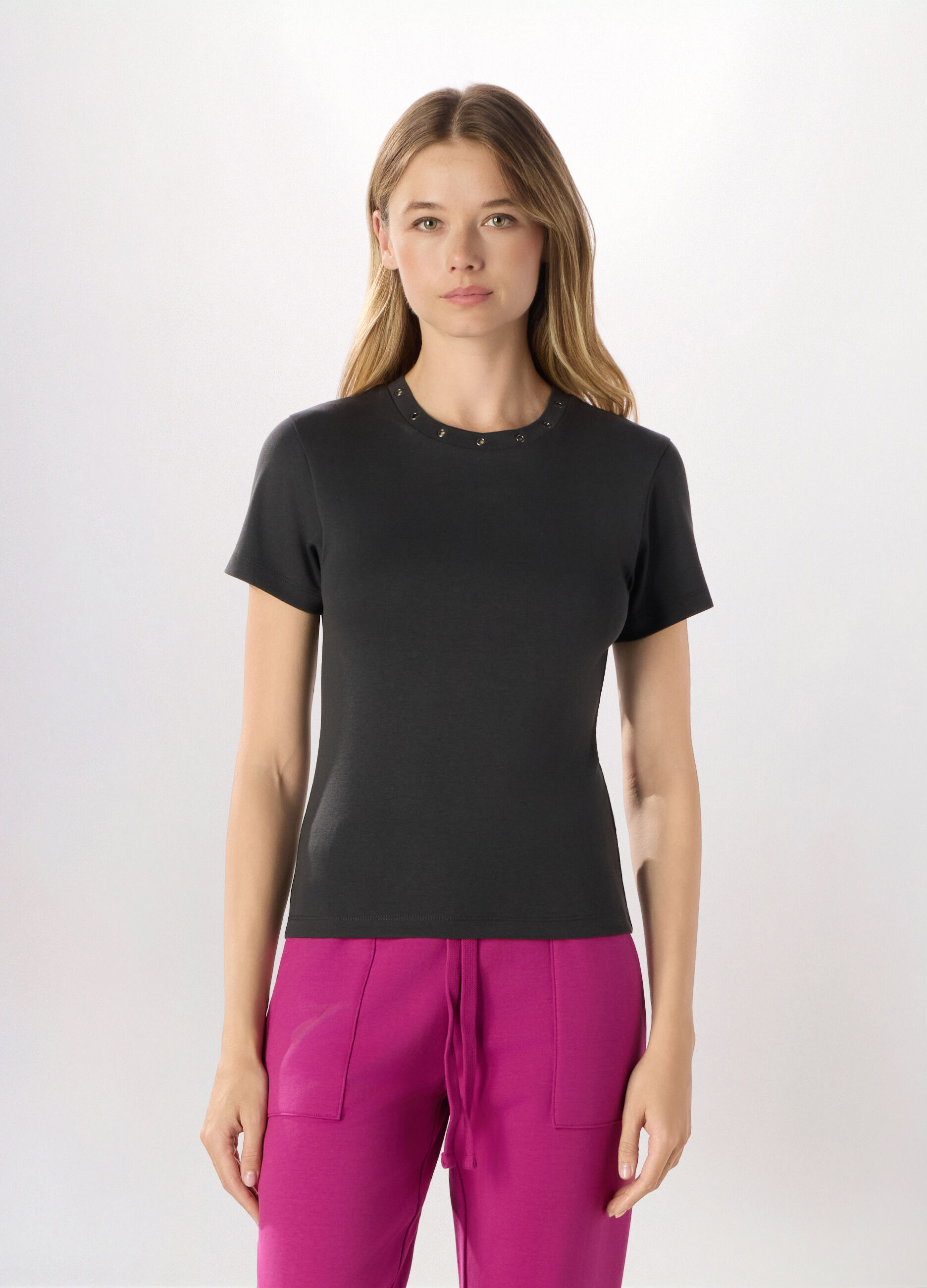 T-shirt in jersey di puro cotone donna_0