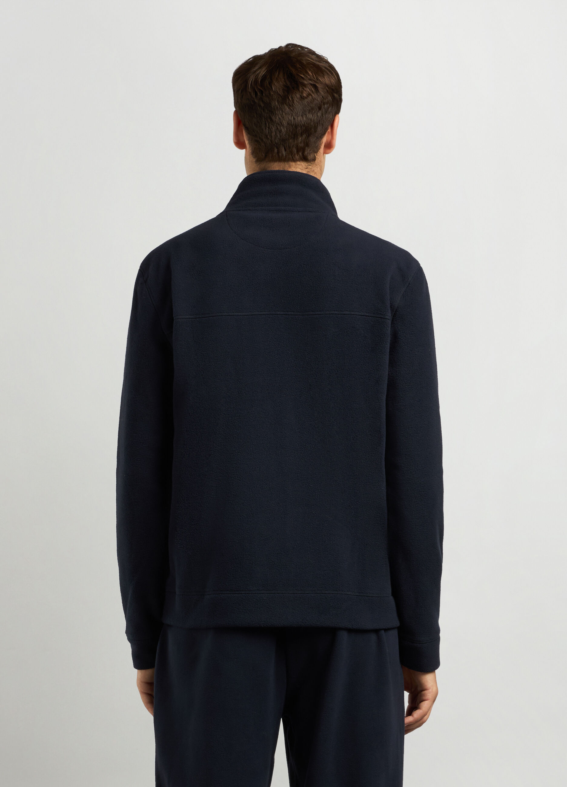 Felpa in pile a collo alto full zip uomo_1