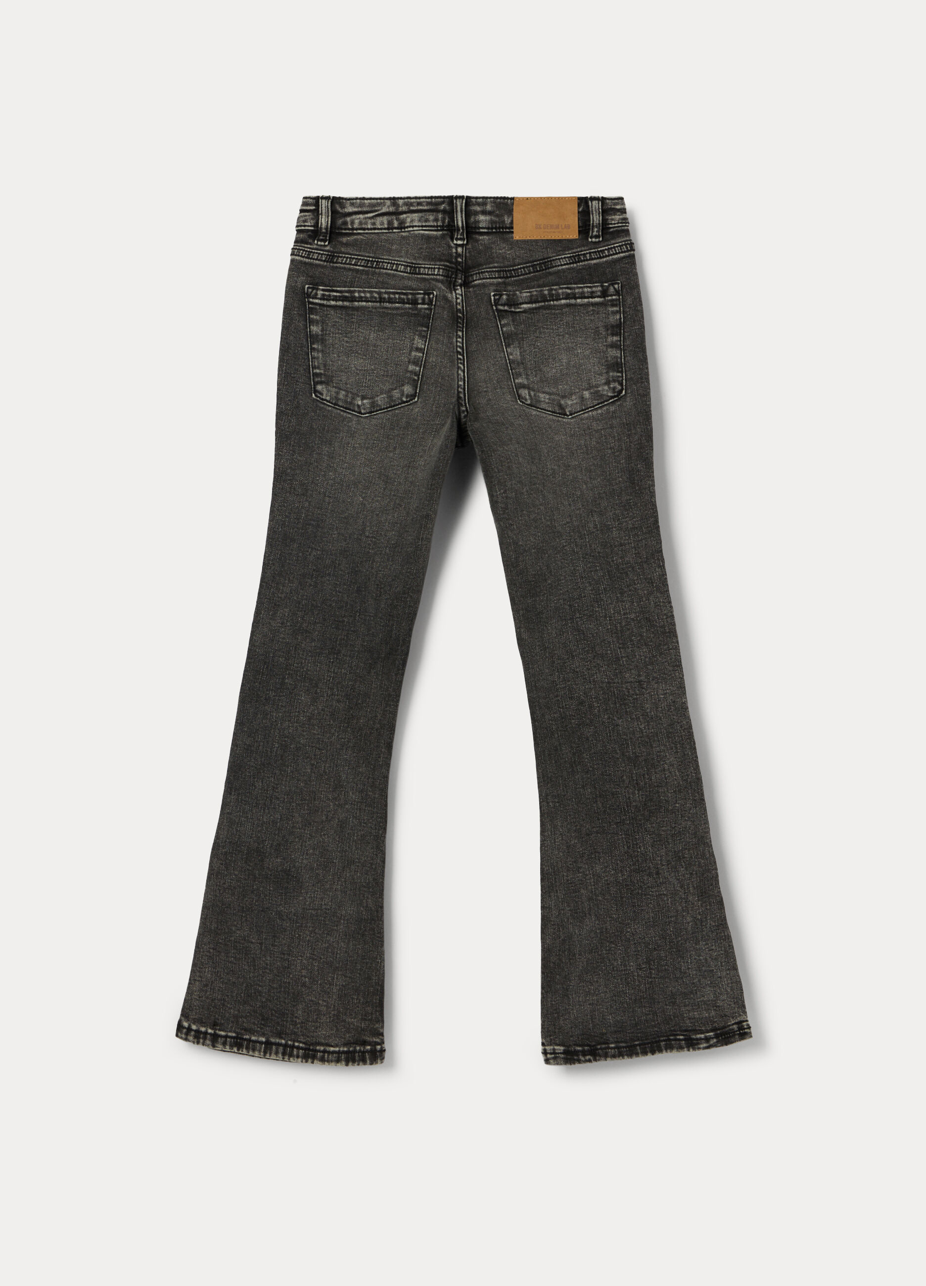 Pantaloni flare fit in denim di cotone stretch ragazza_1