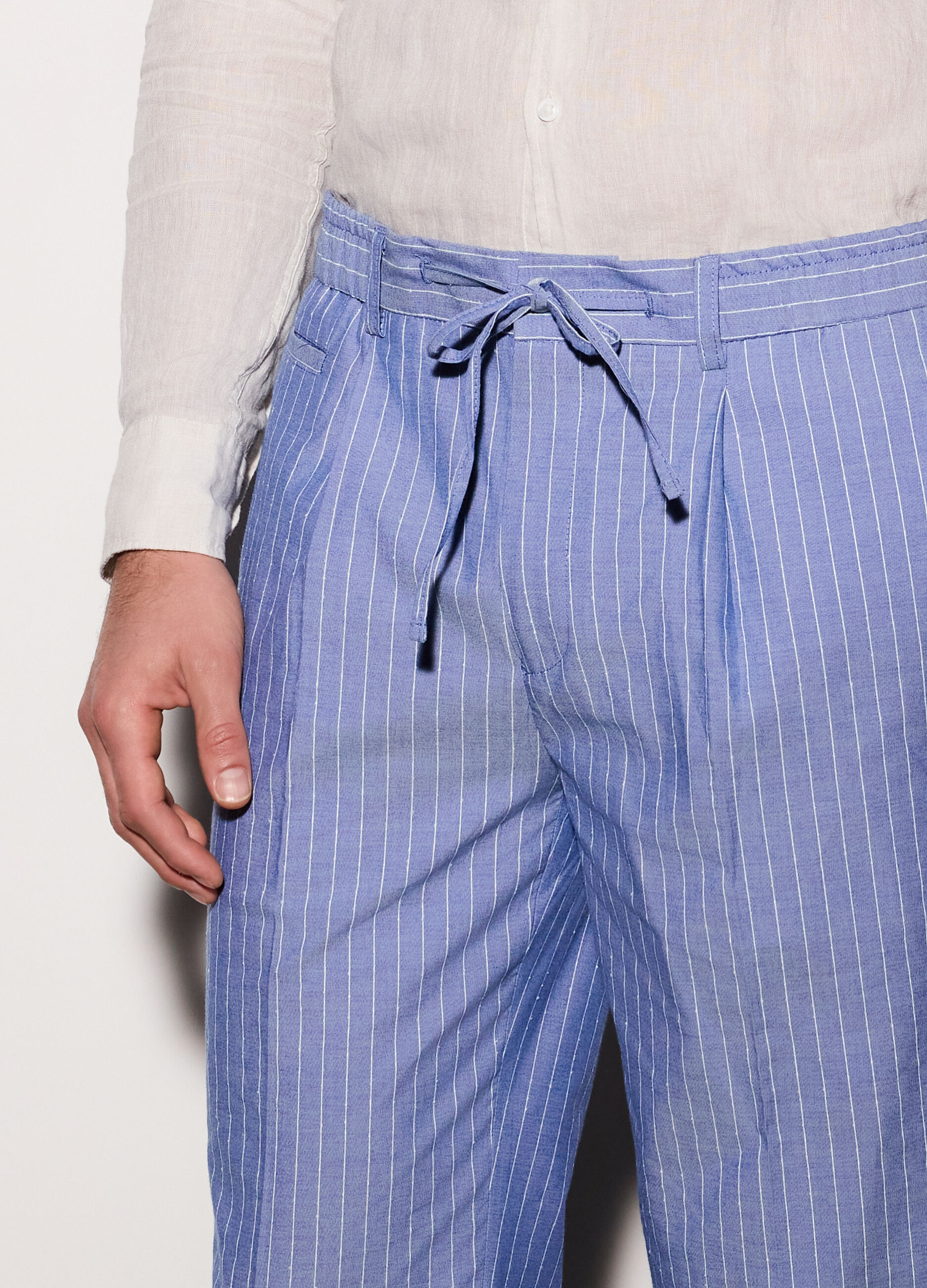 Pantaloni in cotone a righe uomo