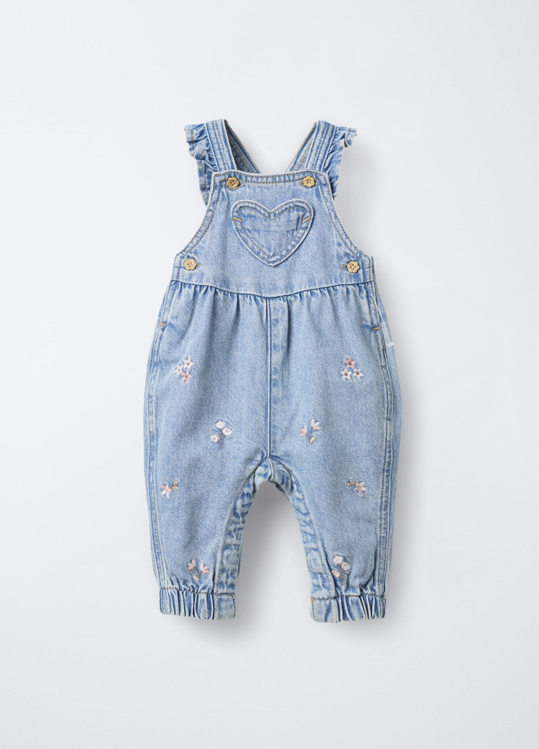 Salopette in denim di puro cotone Fit Regular neonata_0