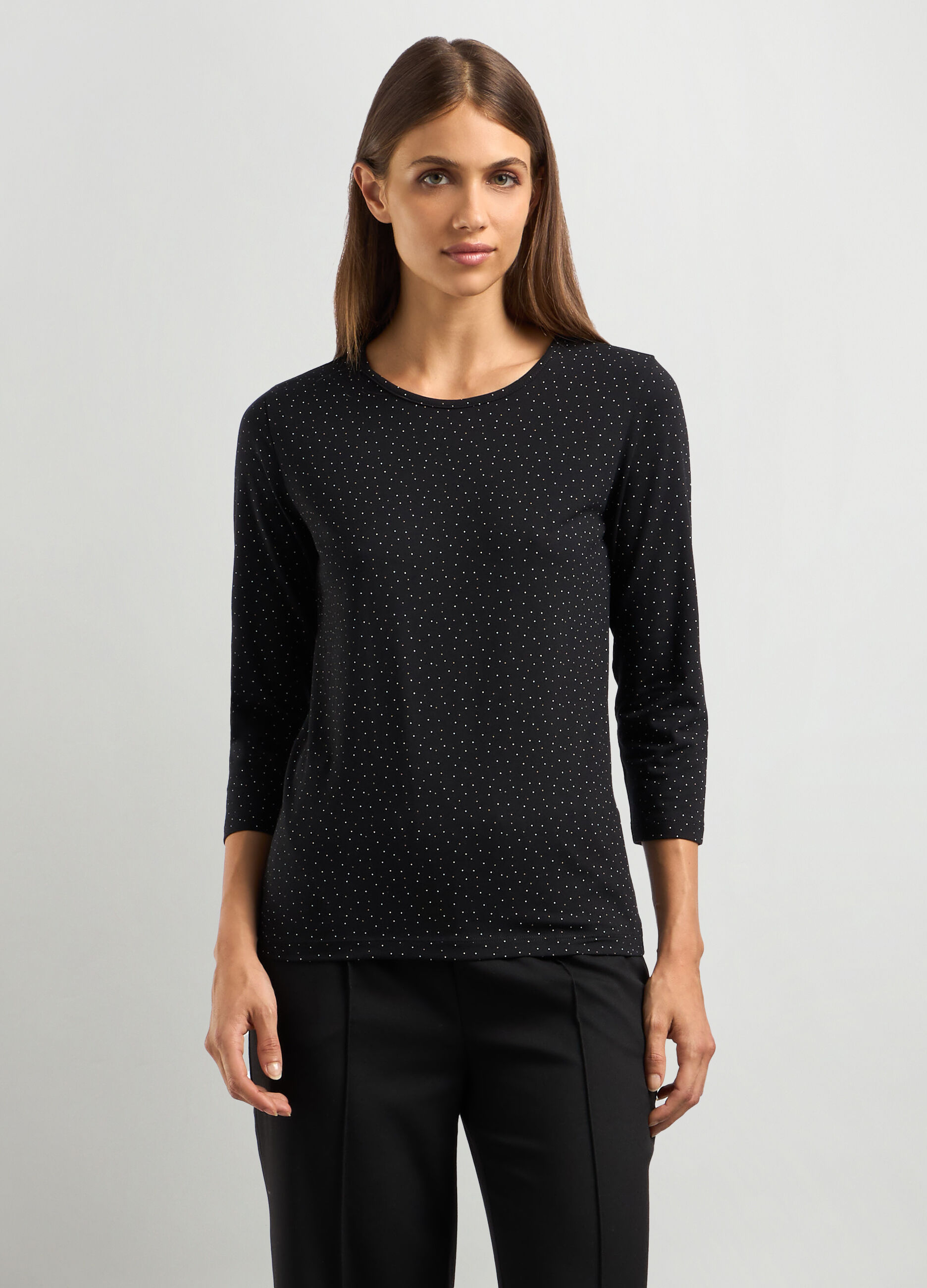 T-shirt in jersey di cotone stretch donna_0