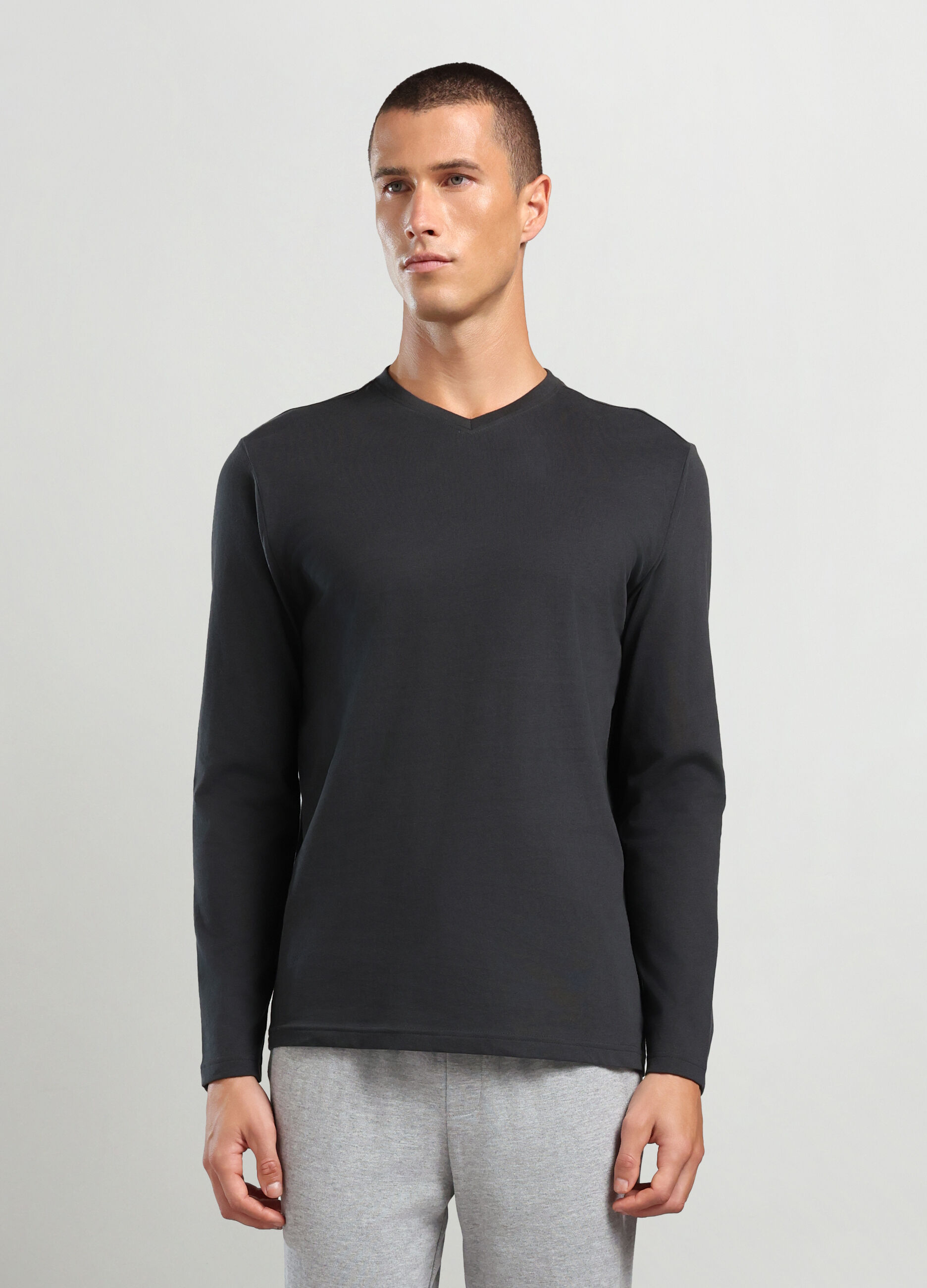 Maglietta a maniche lunghe in puro cotone uomo_0