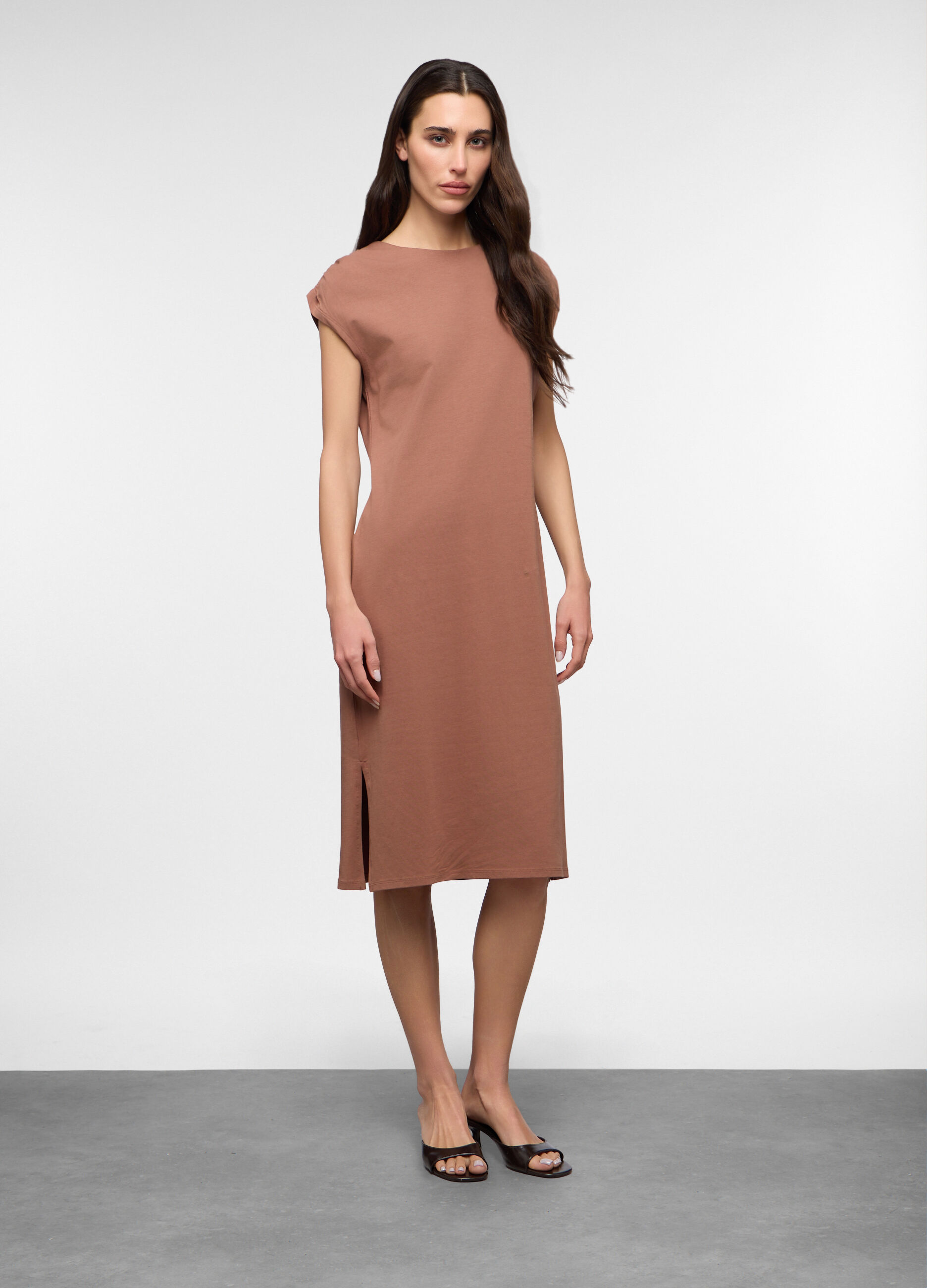 Abito smanicato in jersey di cotone stretch donna