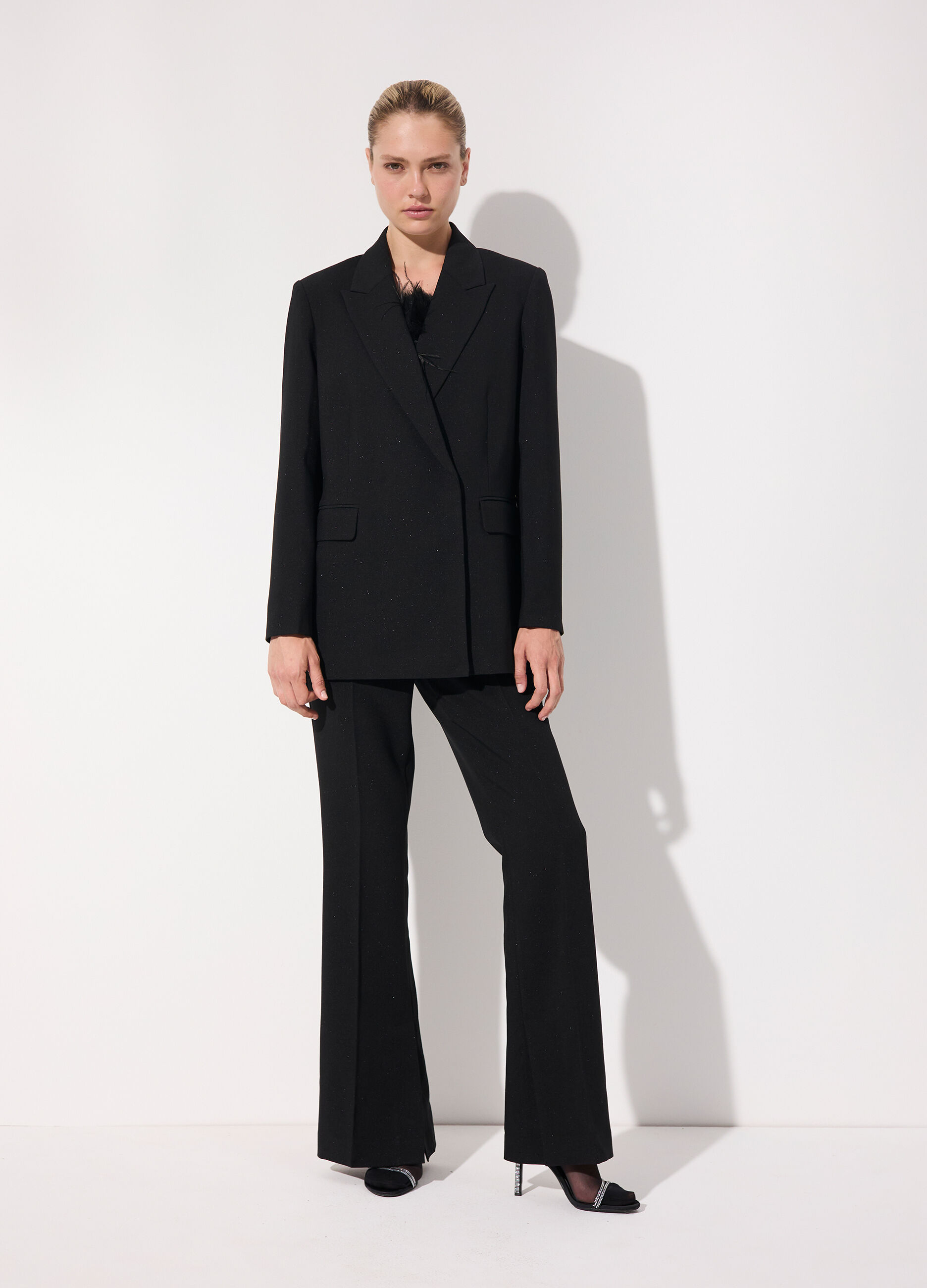 Blazer doppiopetto in twill e filo lurex  donna_0