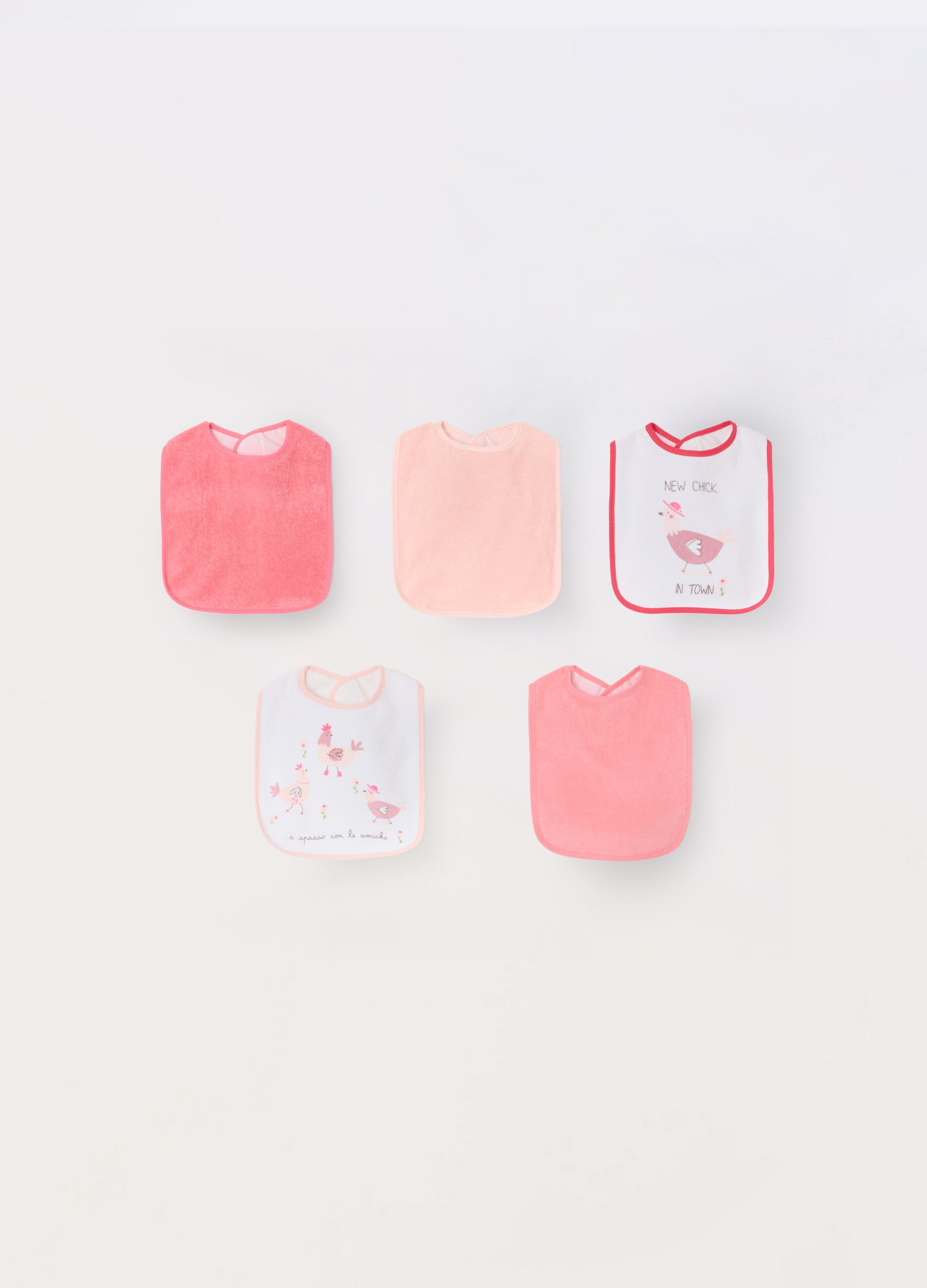 Pack 5 bavaglini in spugna di misto cotone neonata_0