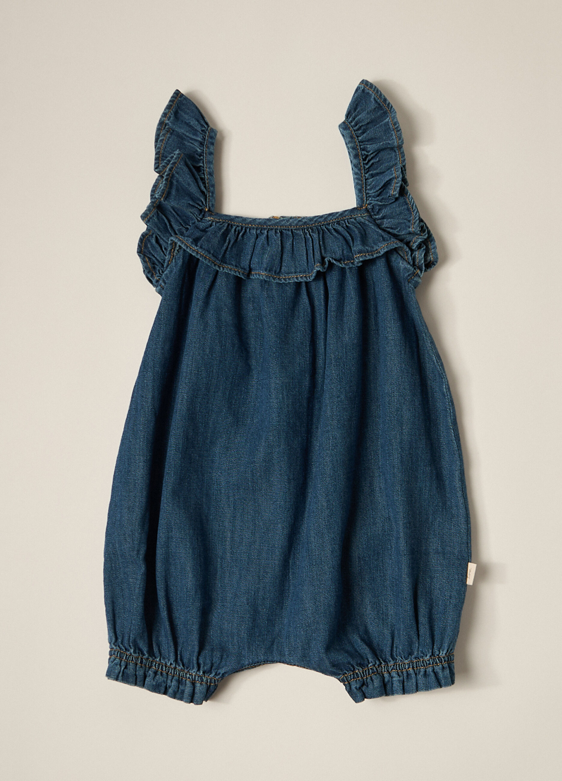 Pagliaccetto in denim di puro cotone IANA neonata_0