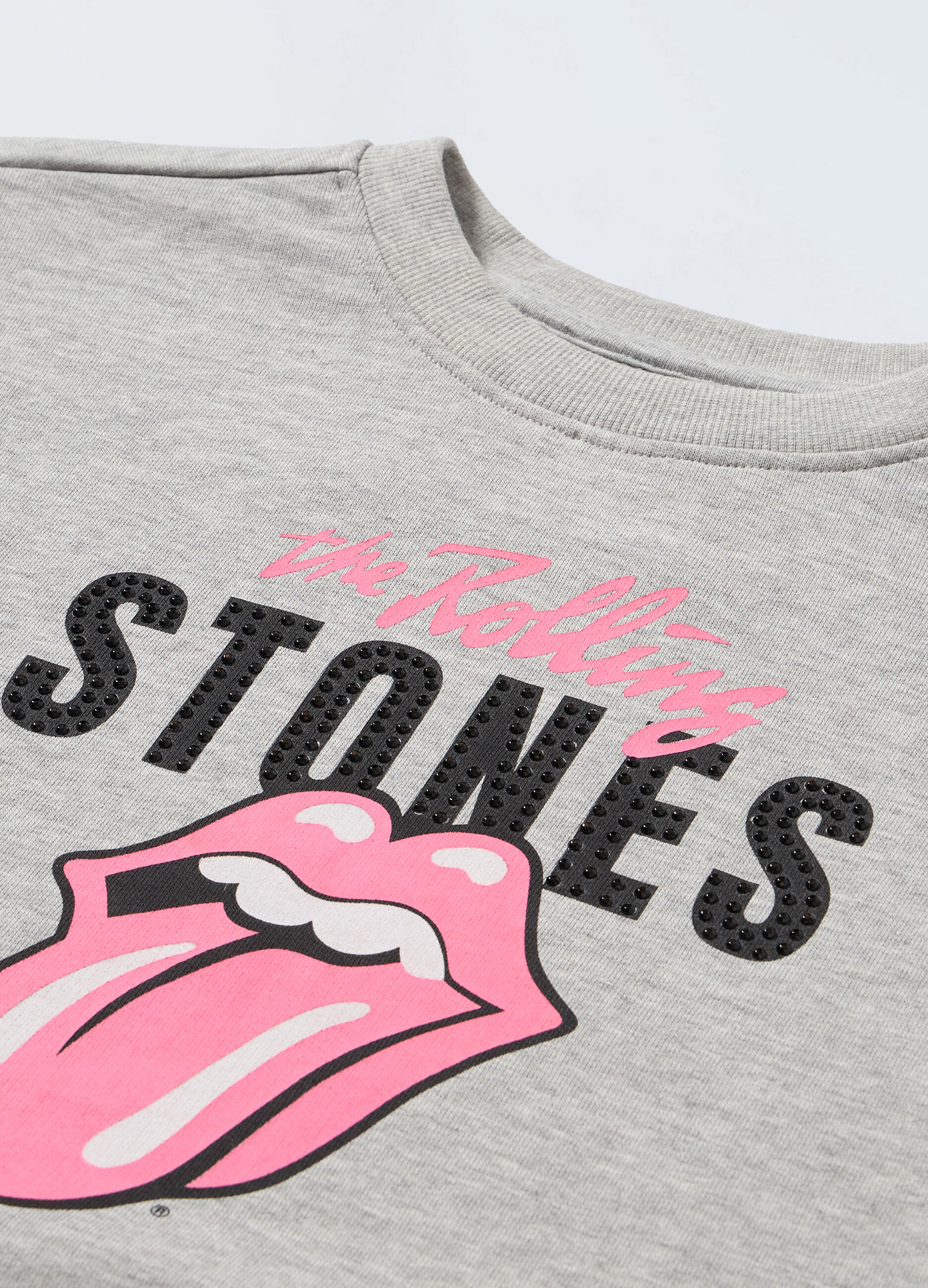 Felpa Rolling Stones cropped in french terry ragazza_1
