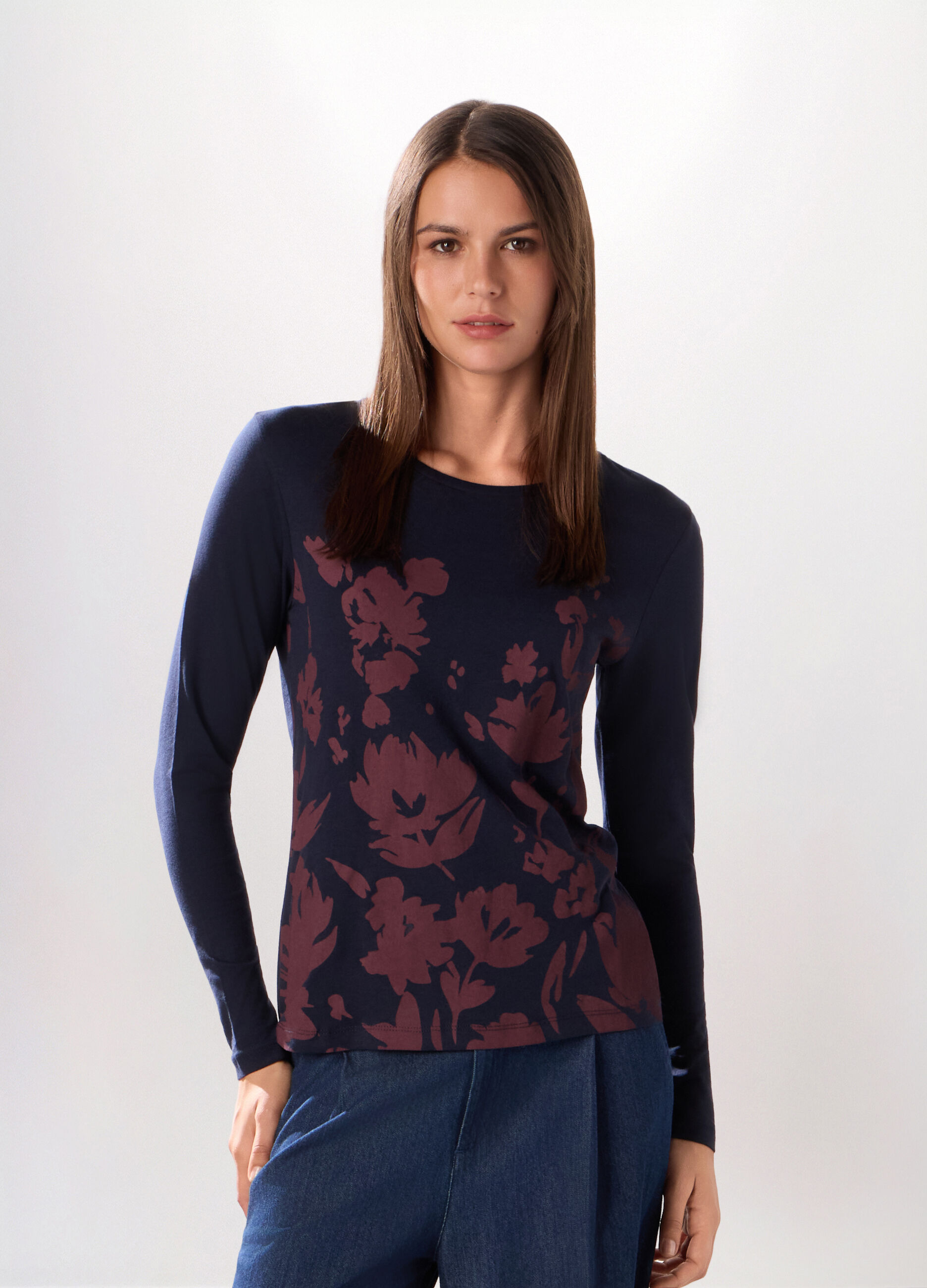 T-shirt in jersey di puro cotone donna_0