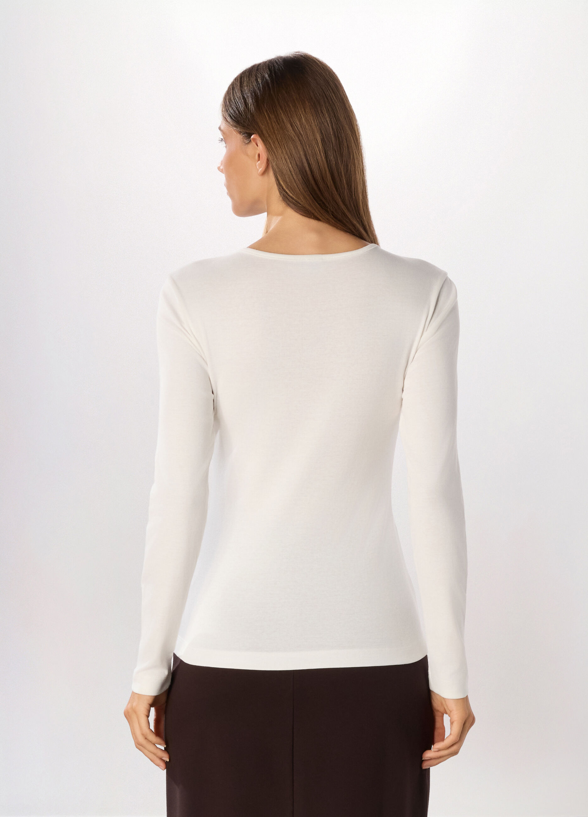 T-shirt in costina di cotone donna_1