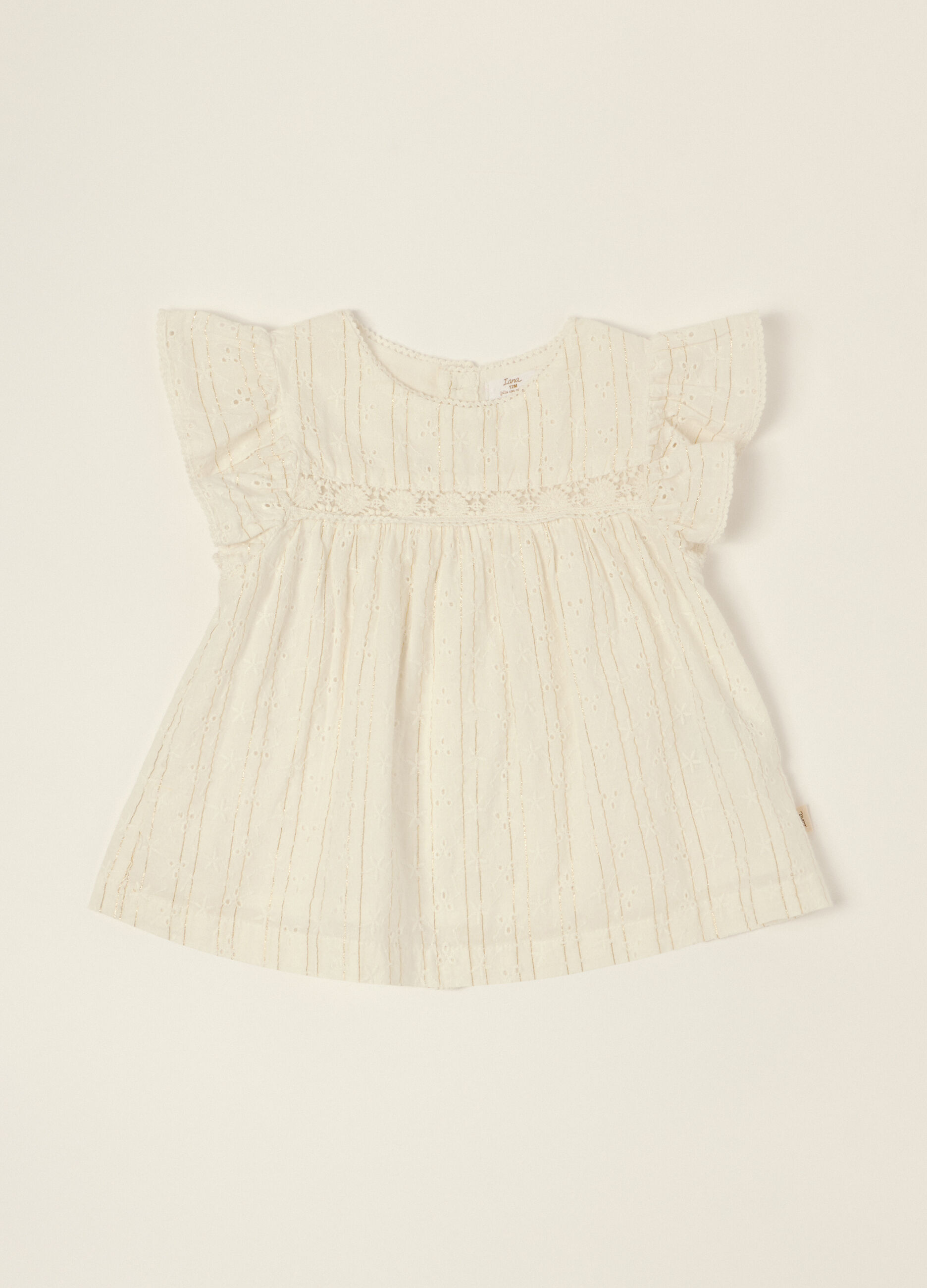 Maglietta bianca in misto cotone con maniche corte_0