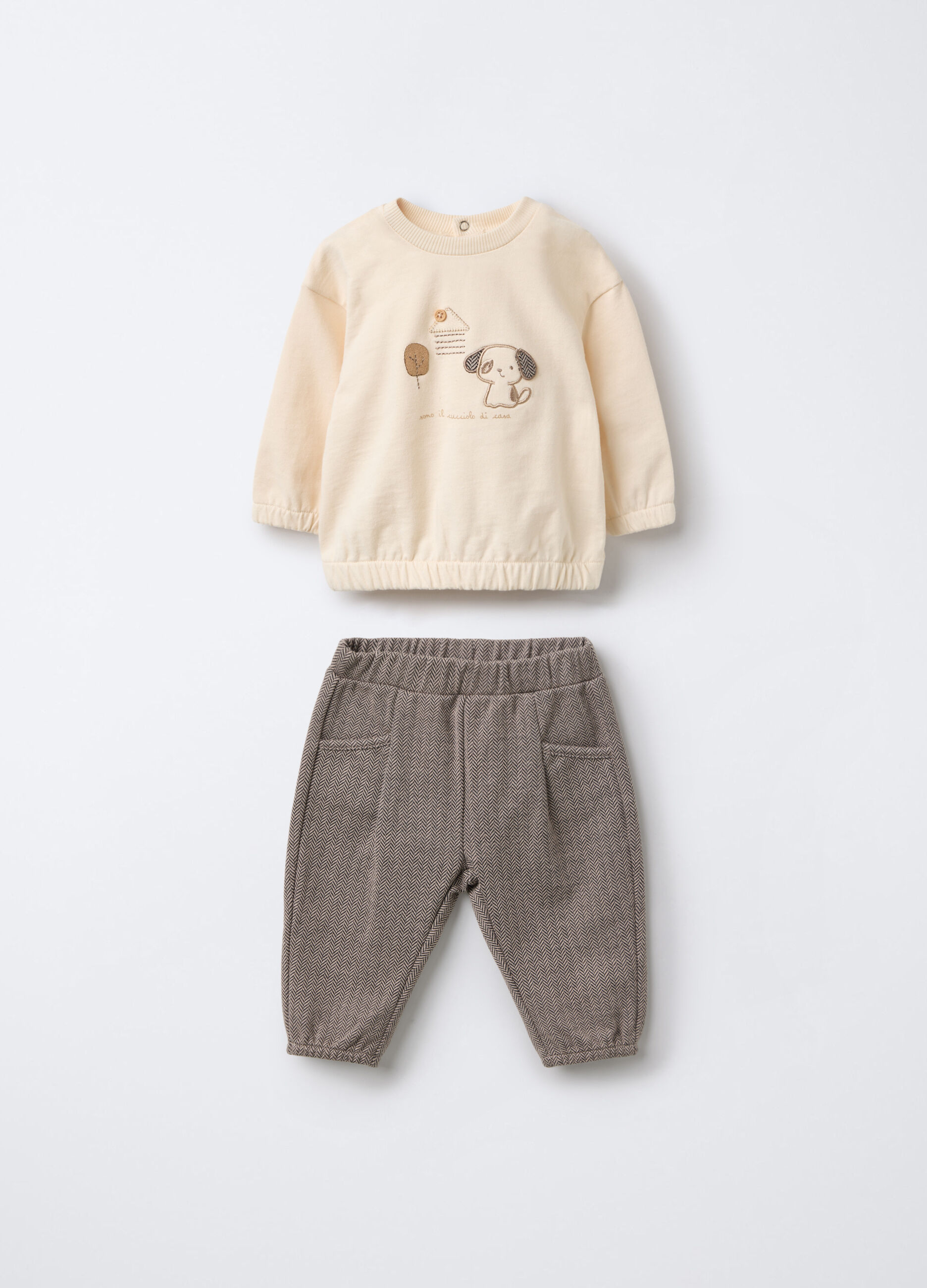 Jogging set in puro cotone garzato neonato_0