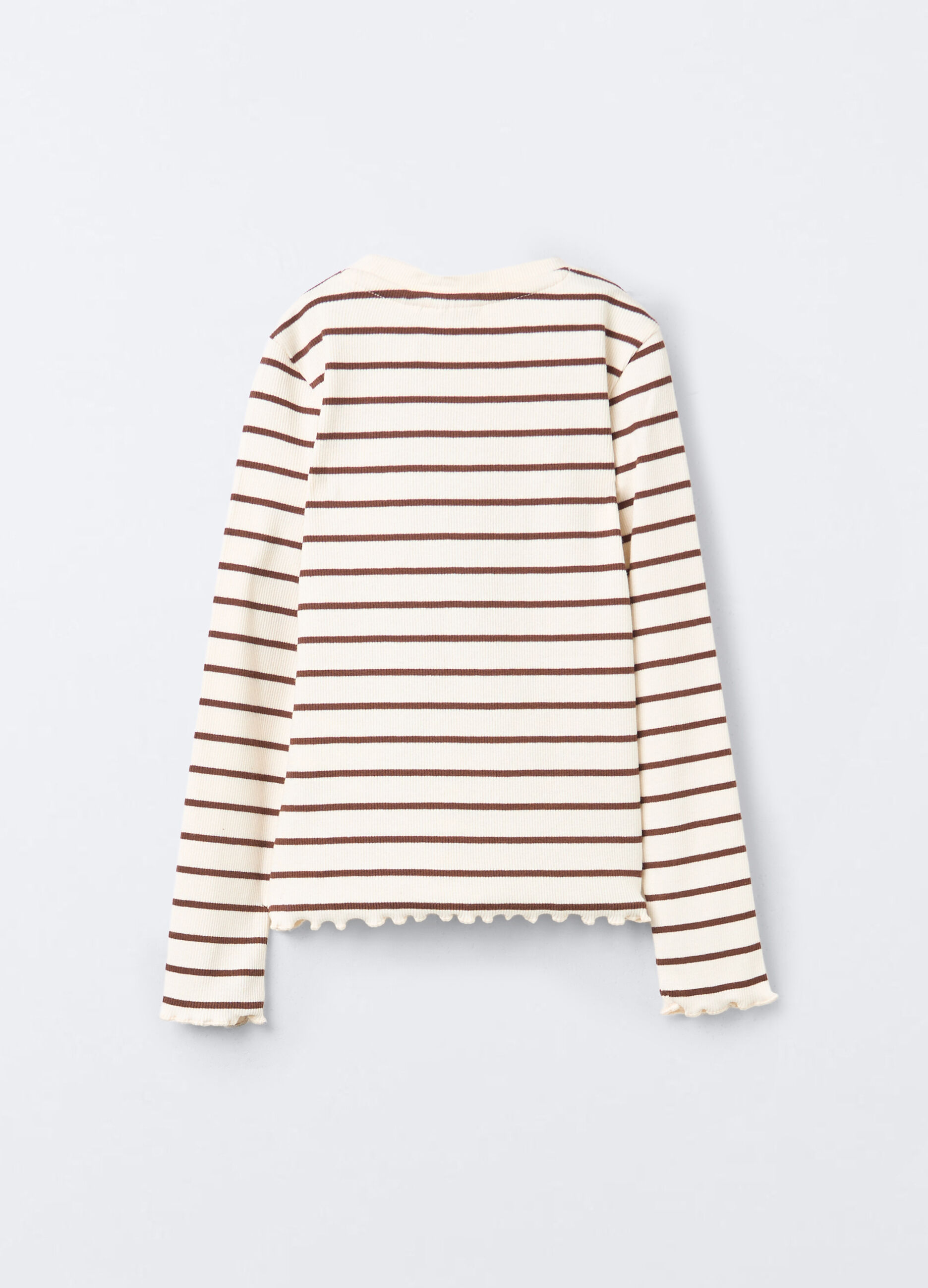 T-shirt girocollo in costina di cotone stretch bambina_1