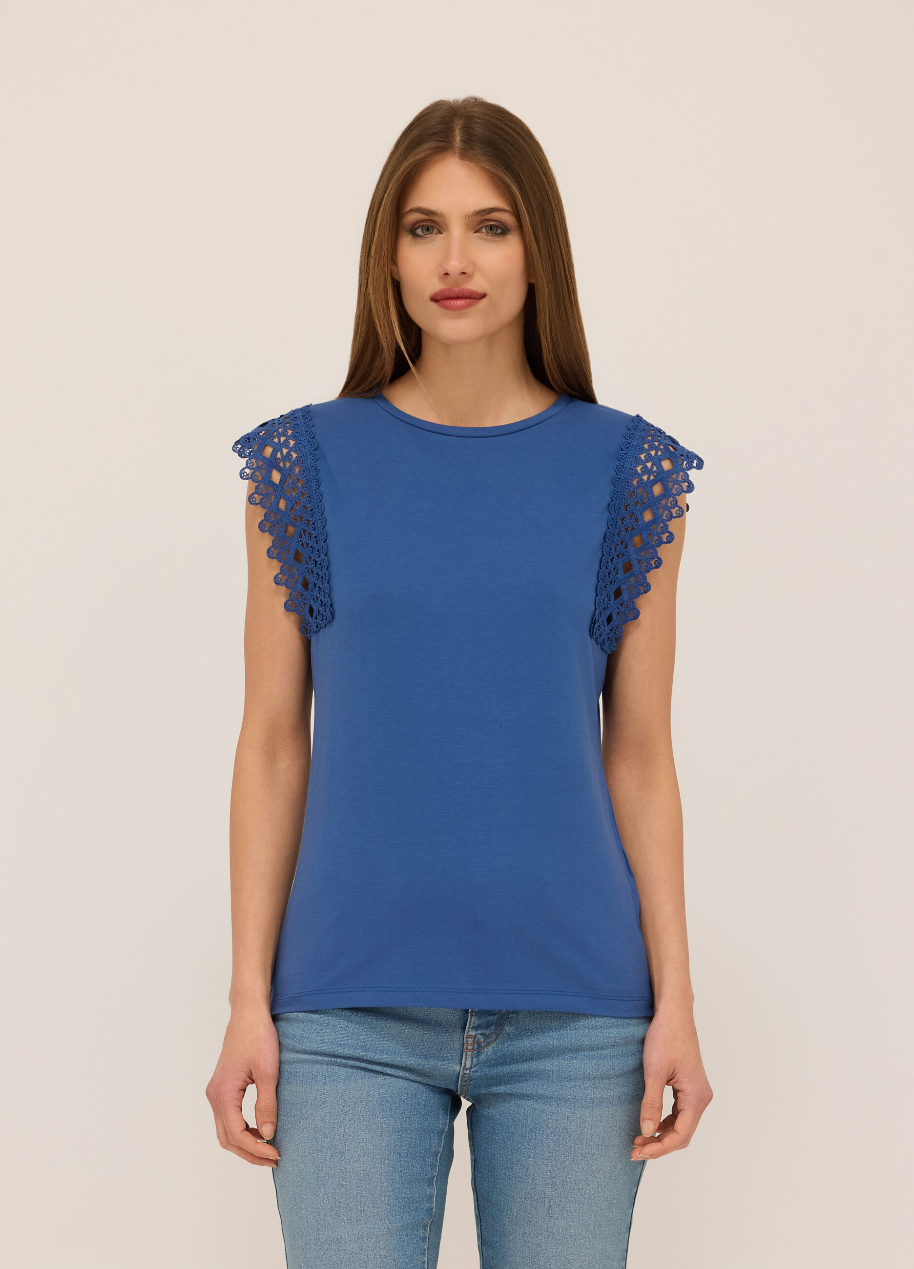 Canotta in jersey di cotone stretch donna_0