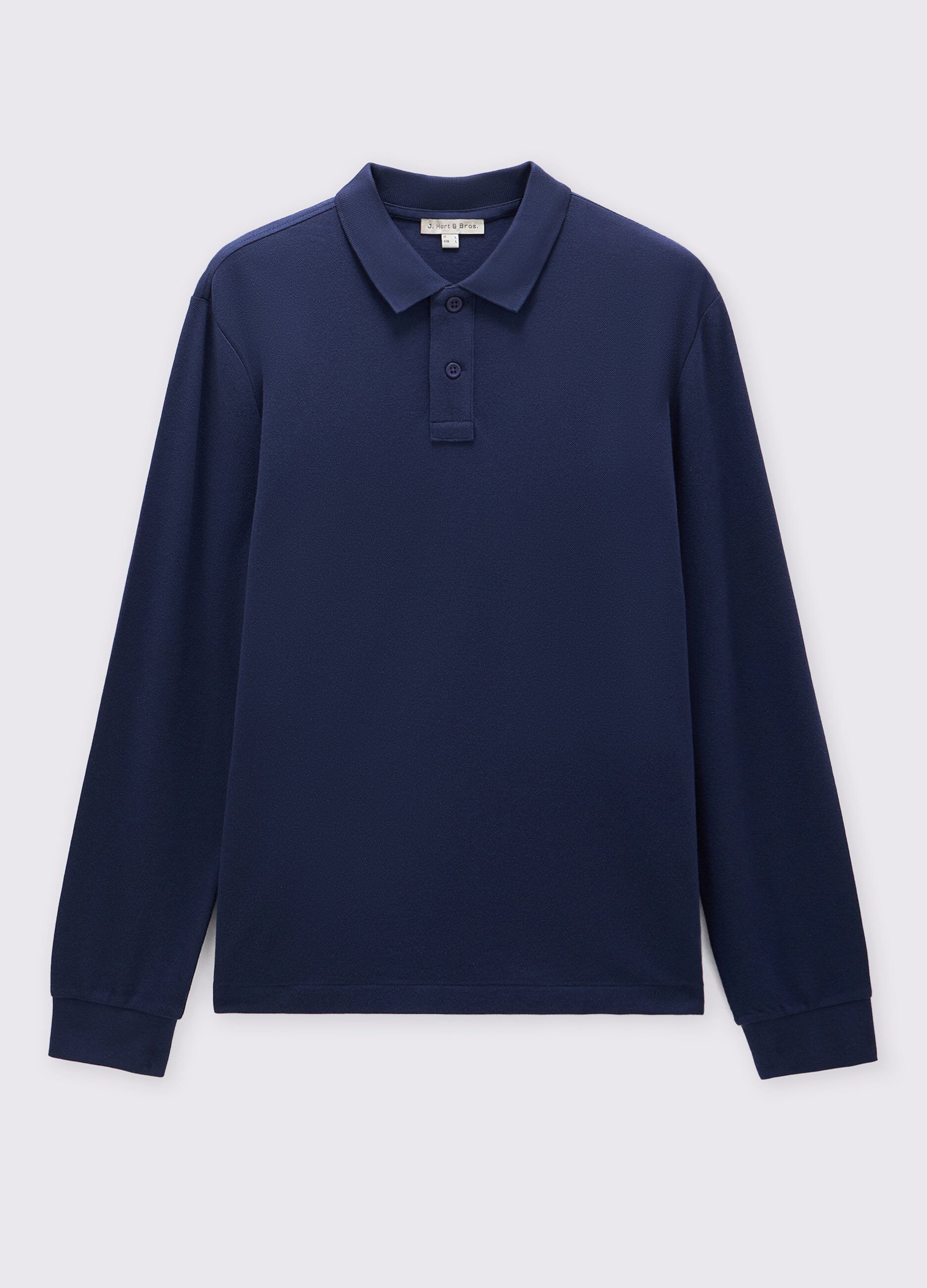 Polo in puro cotone piquet a maniche lunghe uomo_0