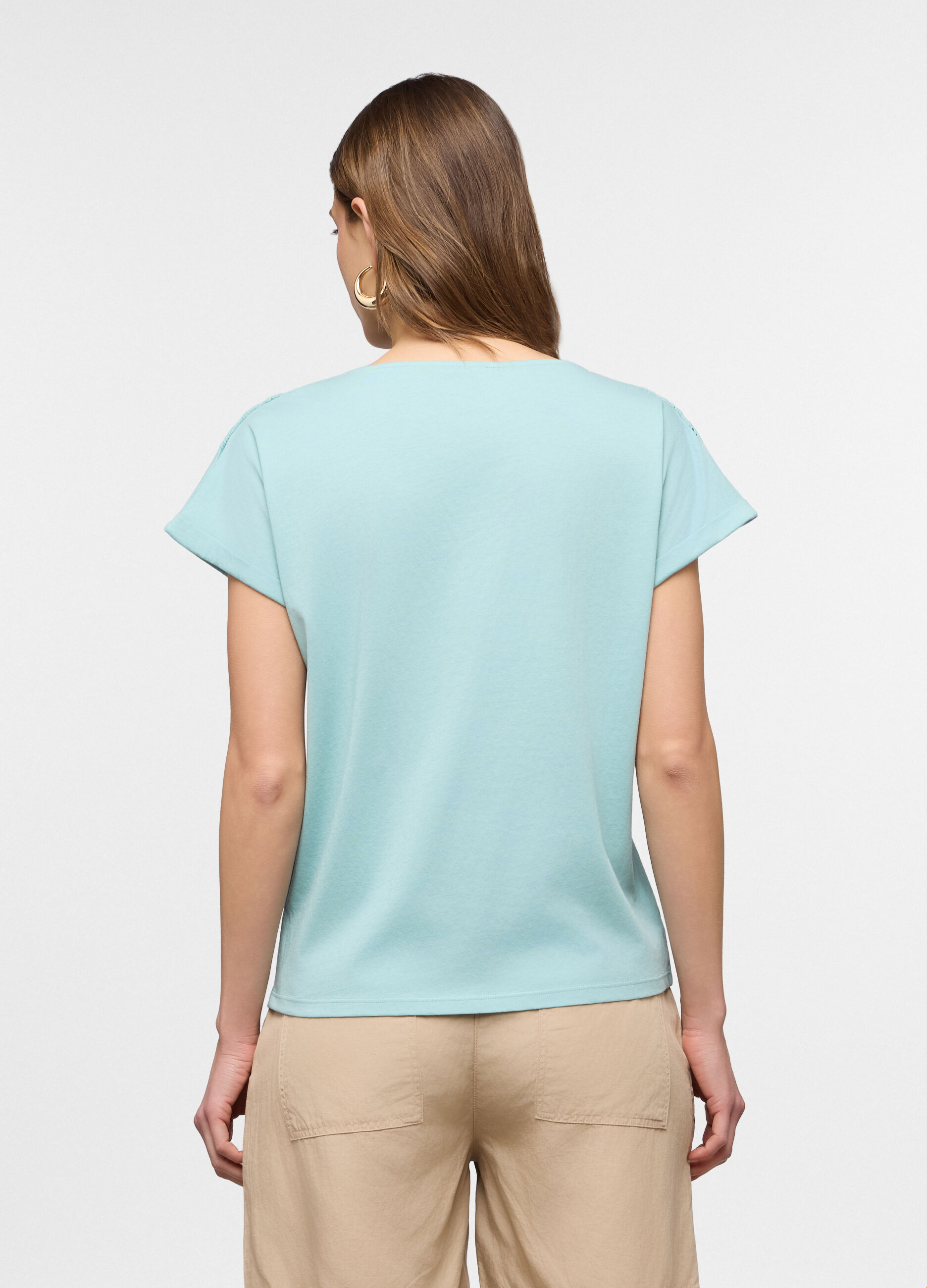 T-shirt girocollo in jersey di puro cotone donna_1