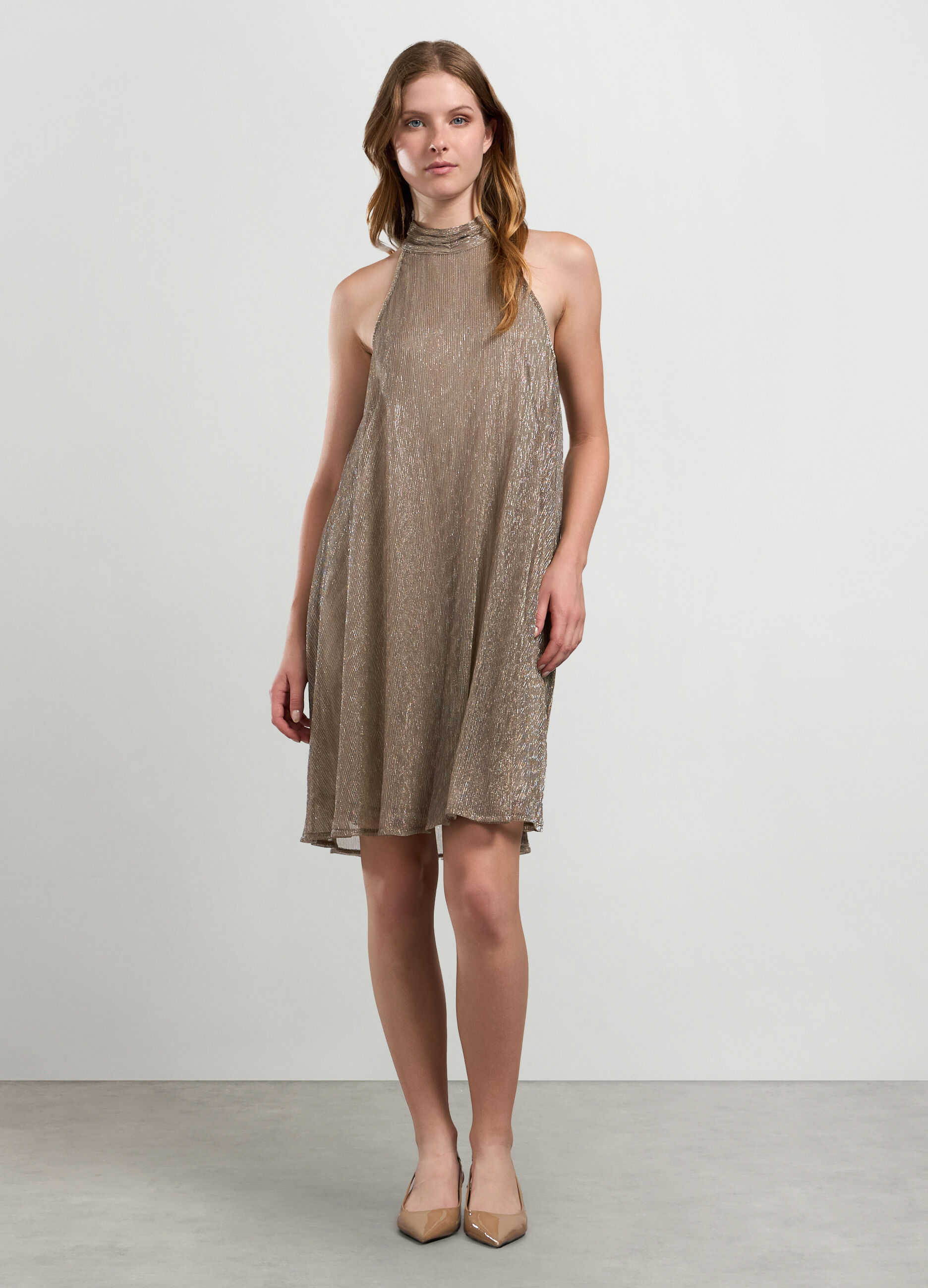 Vestito corto plissettato donna_0