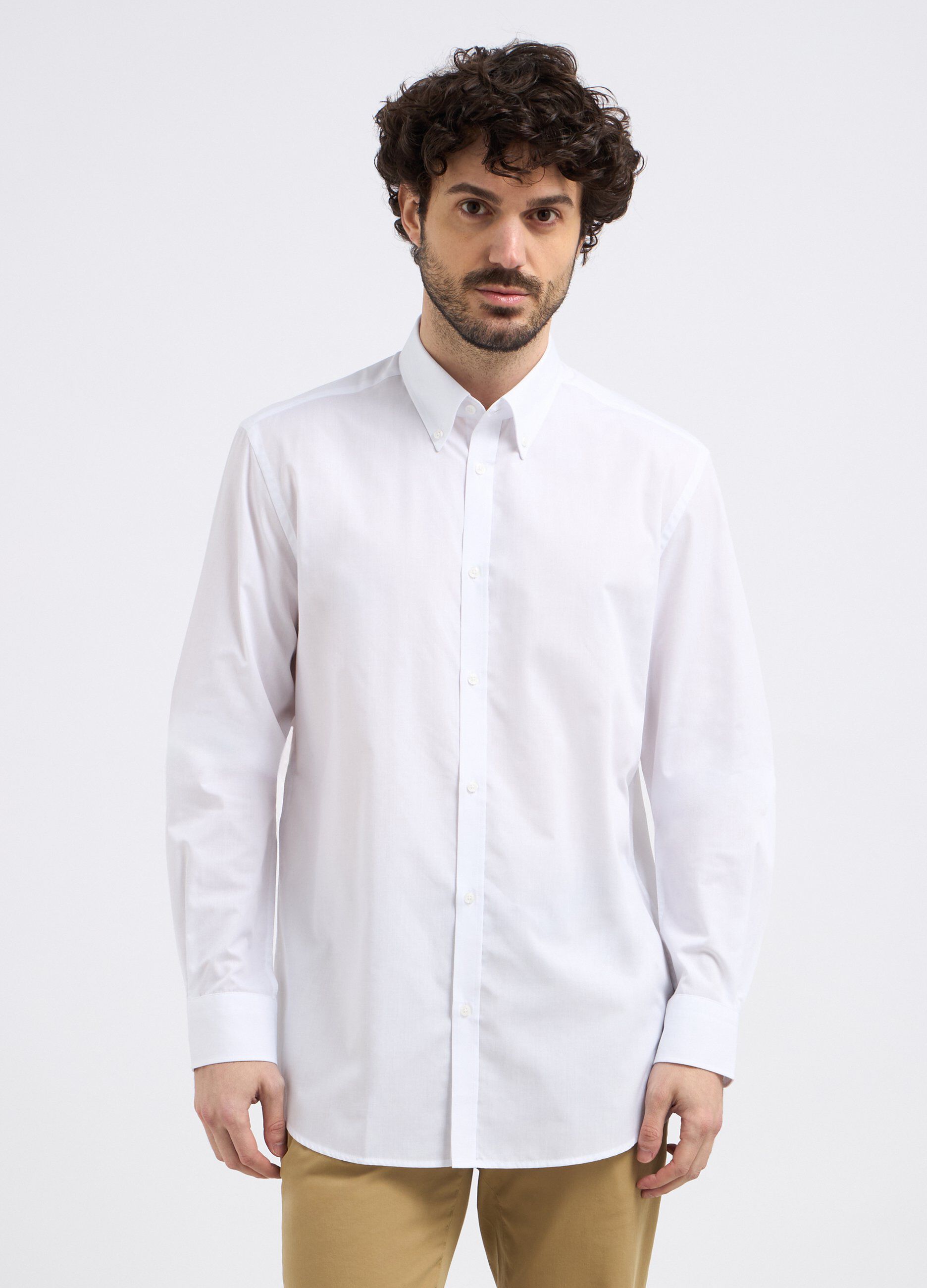 Camicia a maniche lunghe in tinta unita uomo_0