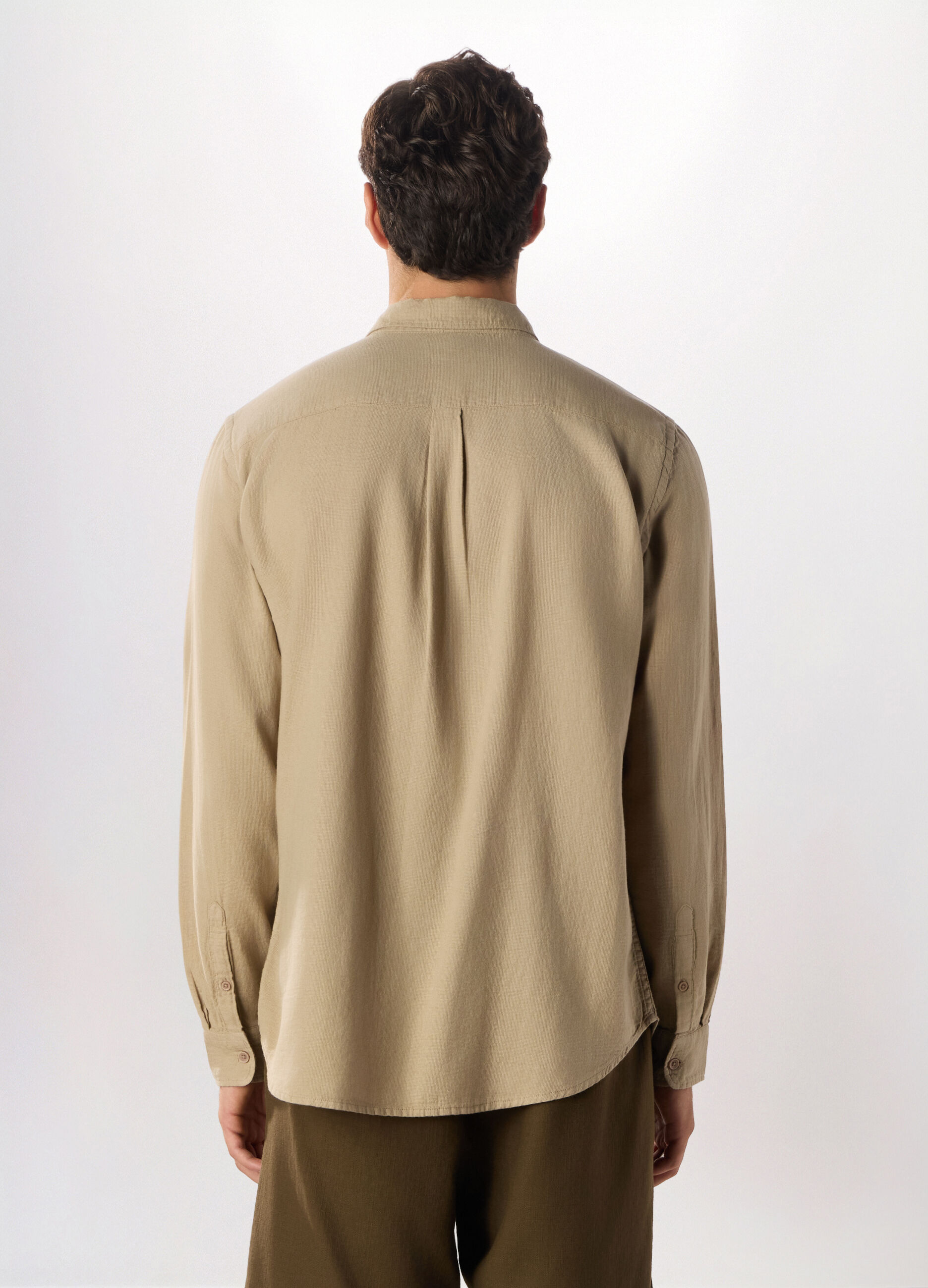 Camicia regular fit in garza di cotone uomo_1