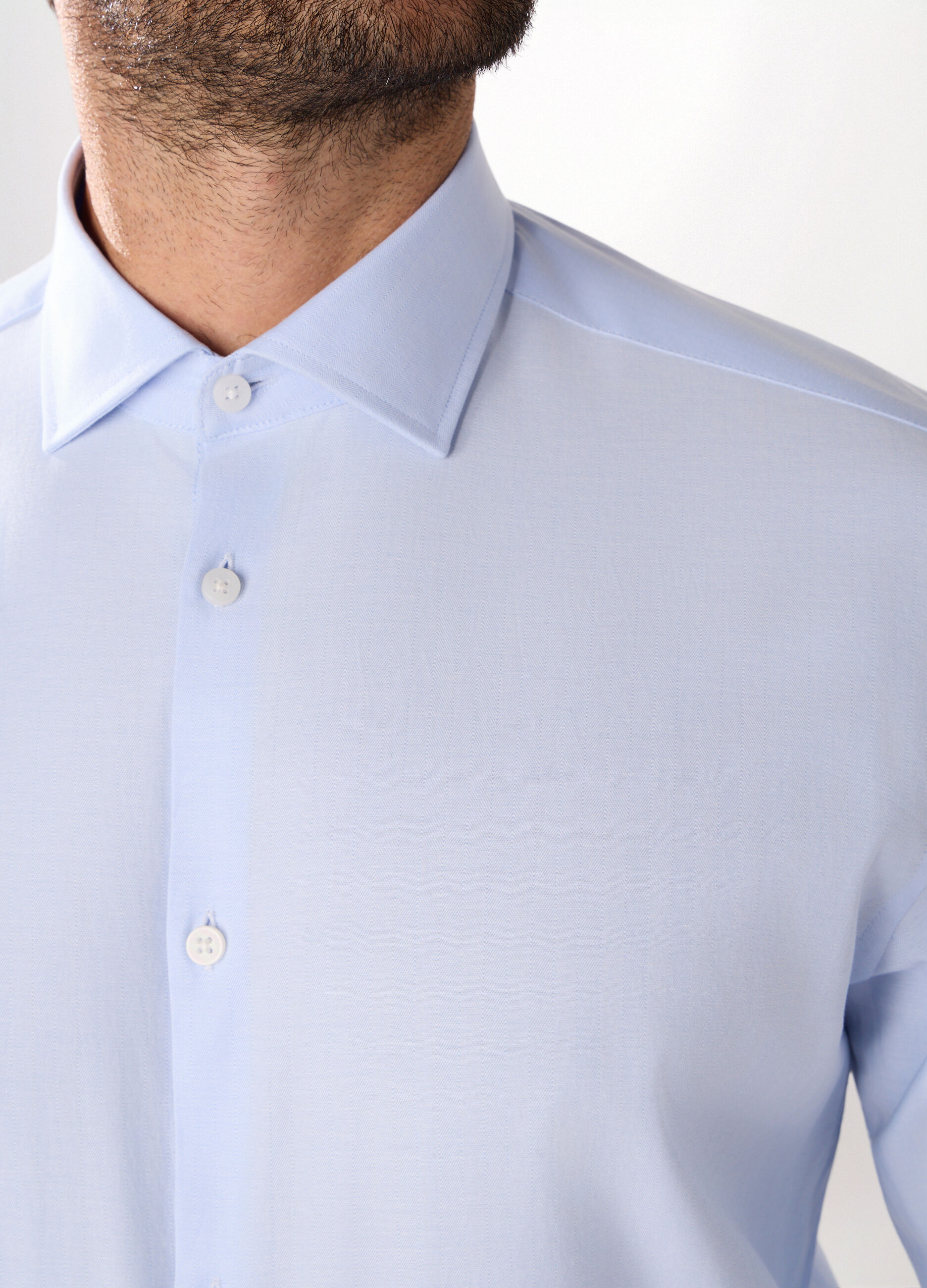 Camicia regular fit in dobby di cotone stretch uomo_1