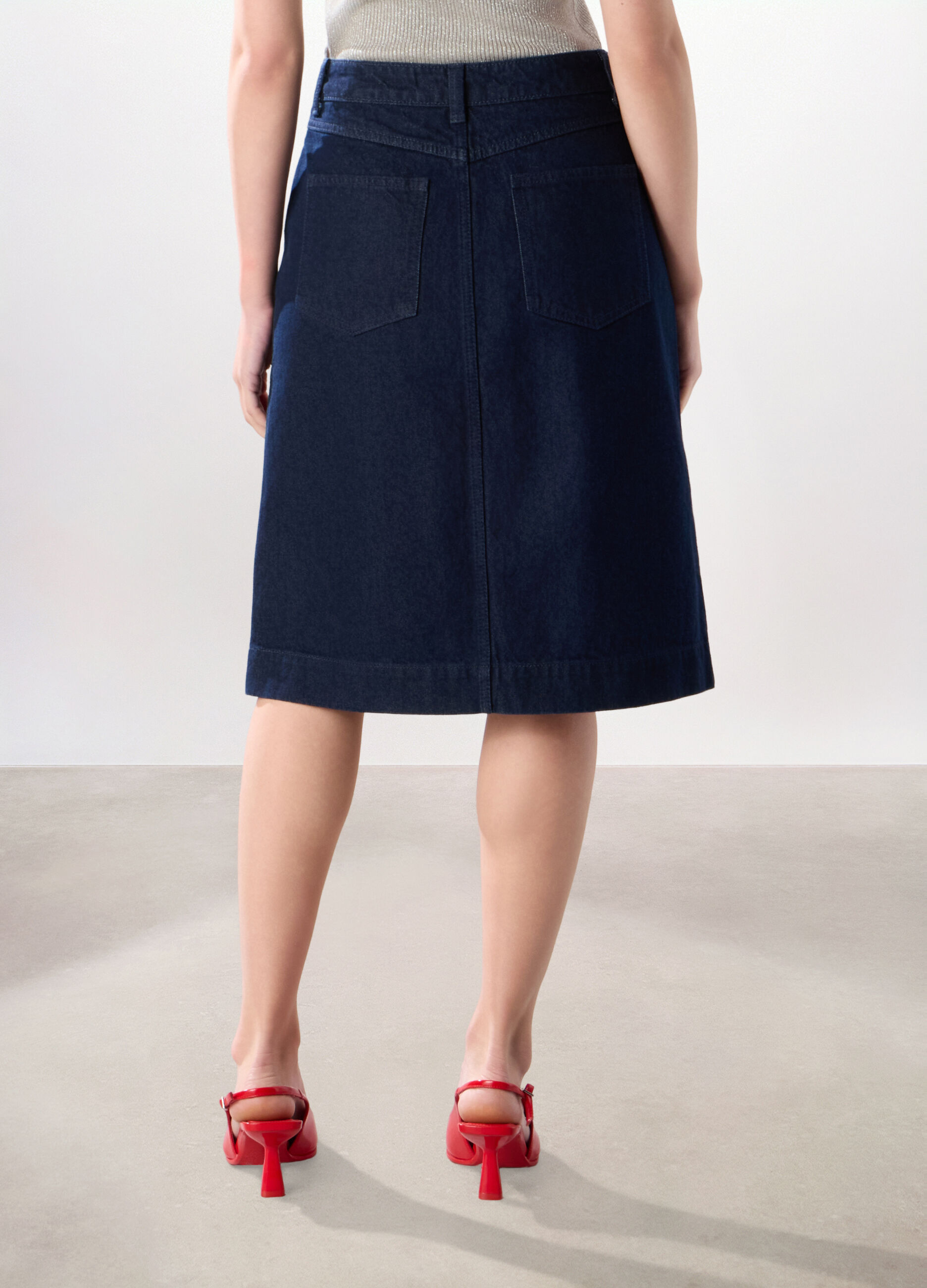 Gonna in denim di puro cotone donna_1