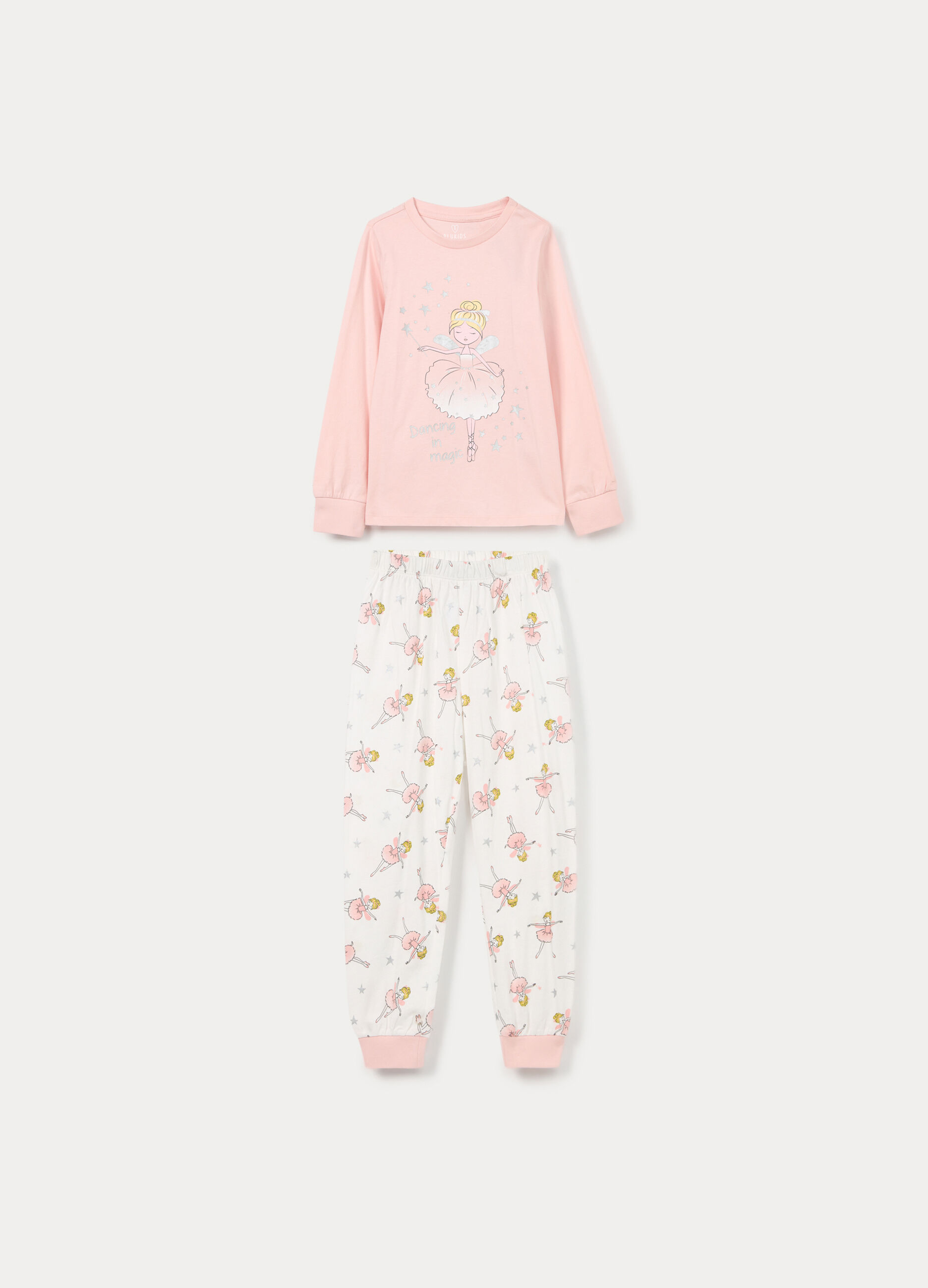 Set pigiama lungo in jersey di puro cotone bambina_0