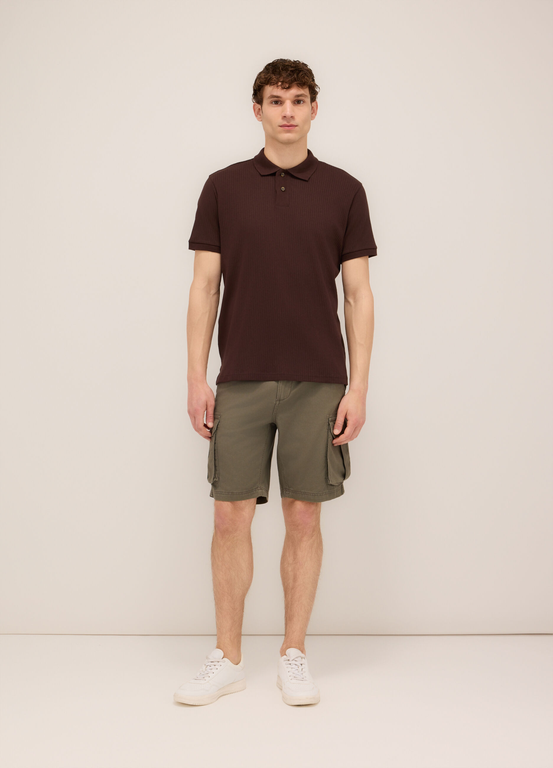 Bermuda cargo in twill di cotone uomo