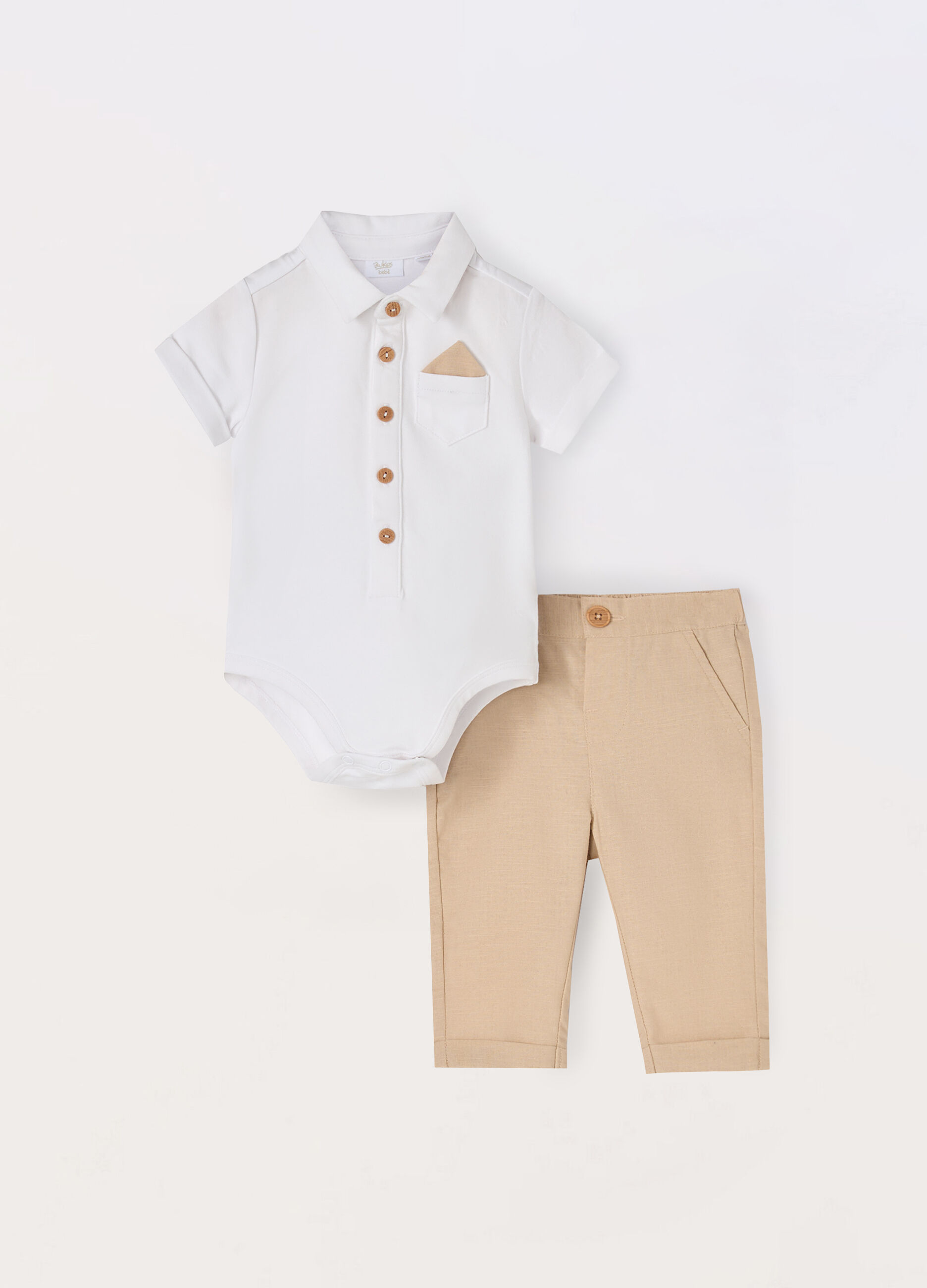 Completino in jersey stretch con body e pantalone neonato