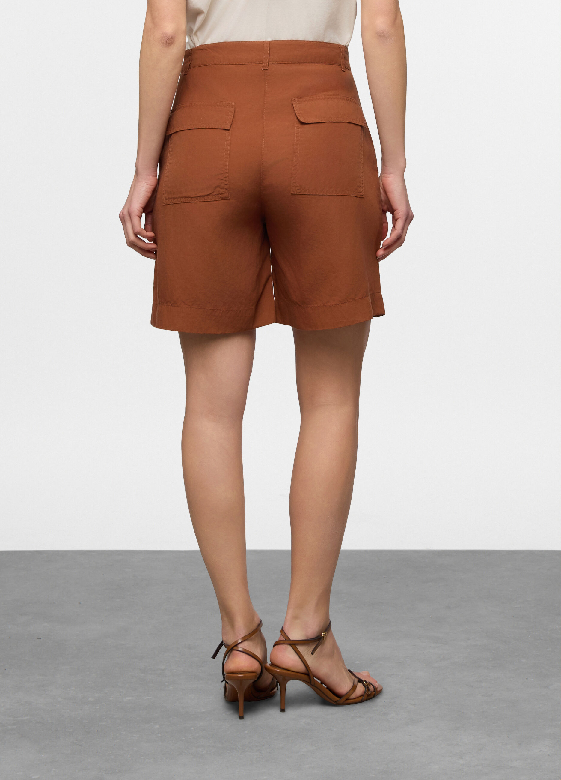 Shorts cargo misto lino donna_1