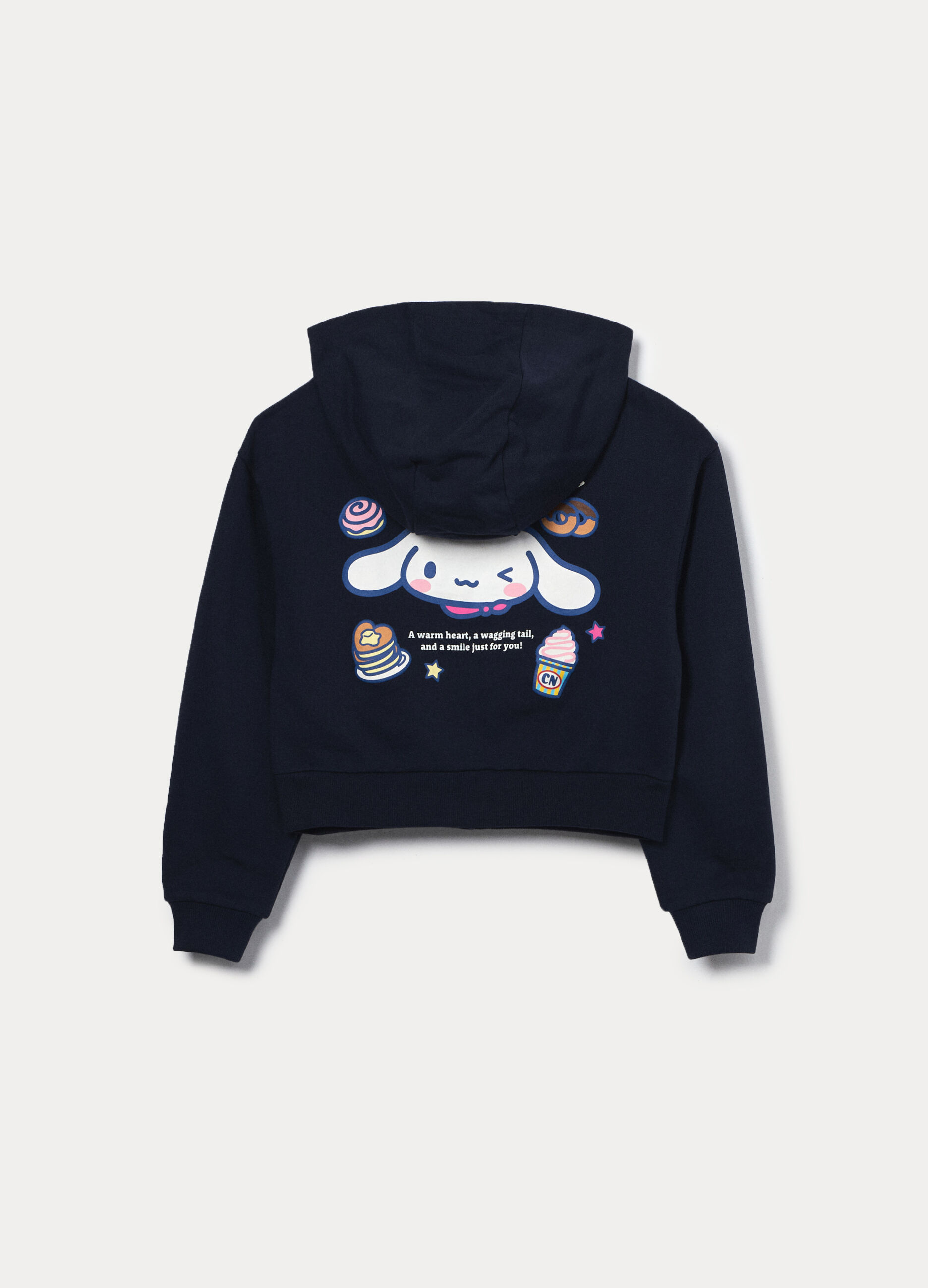 Felpa Cinnamoroll in french terry con cappuccio ragazza_1